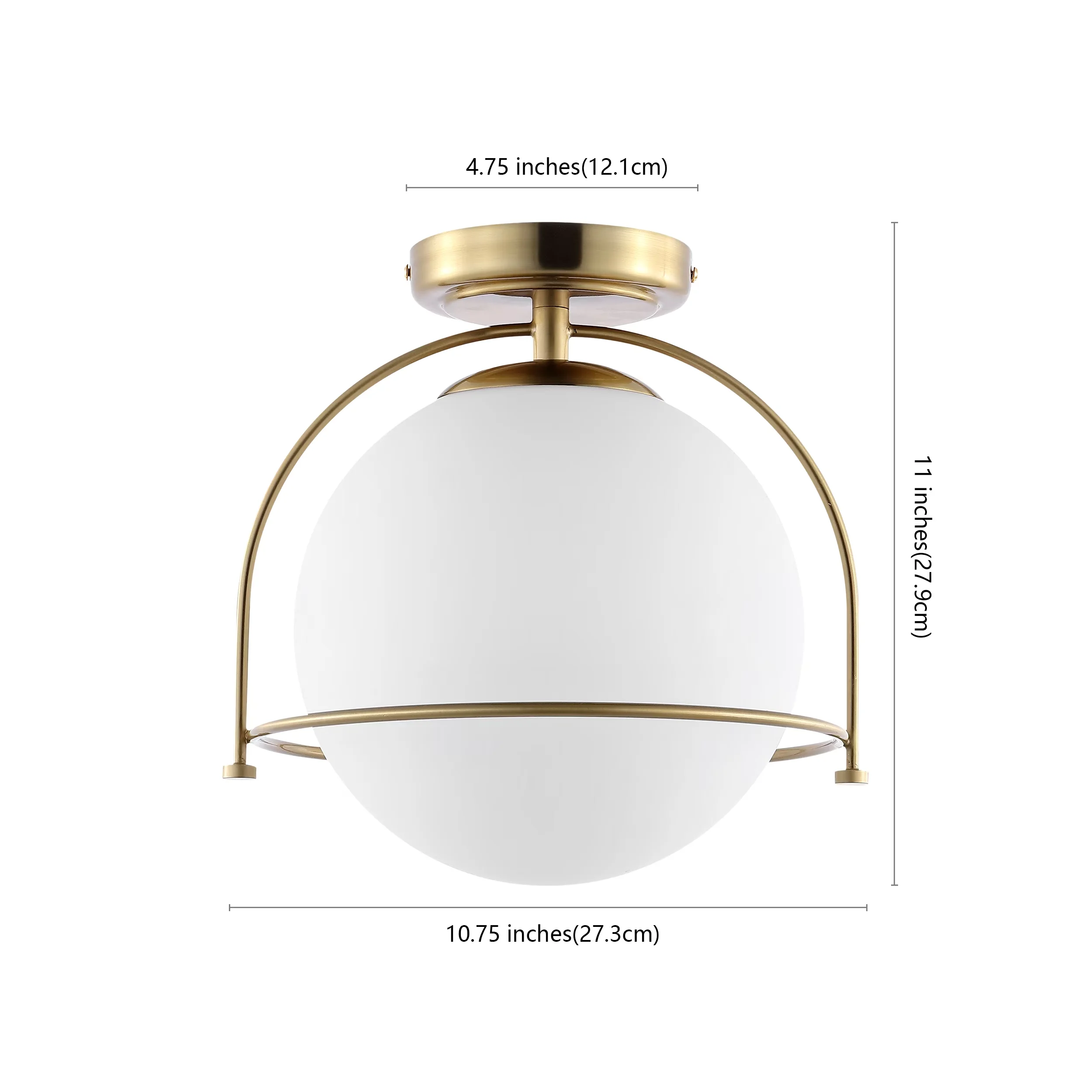 Sleek Ceiling Lights Fixture with LED, Mid-Century, Minor assembly needed - Iron Gold, White Model F88101