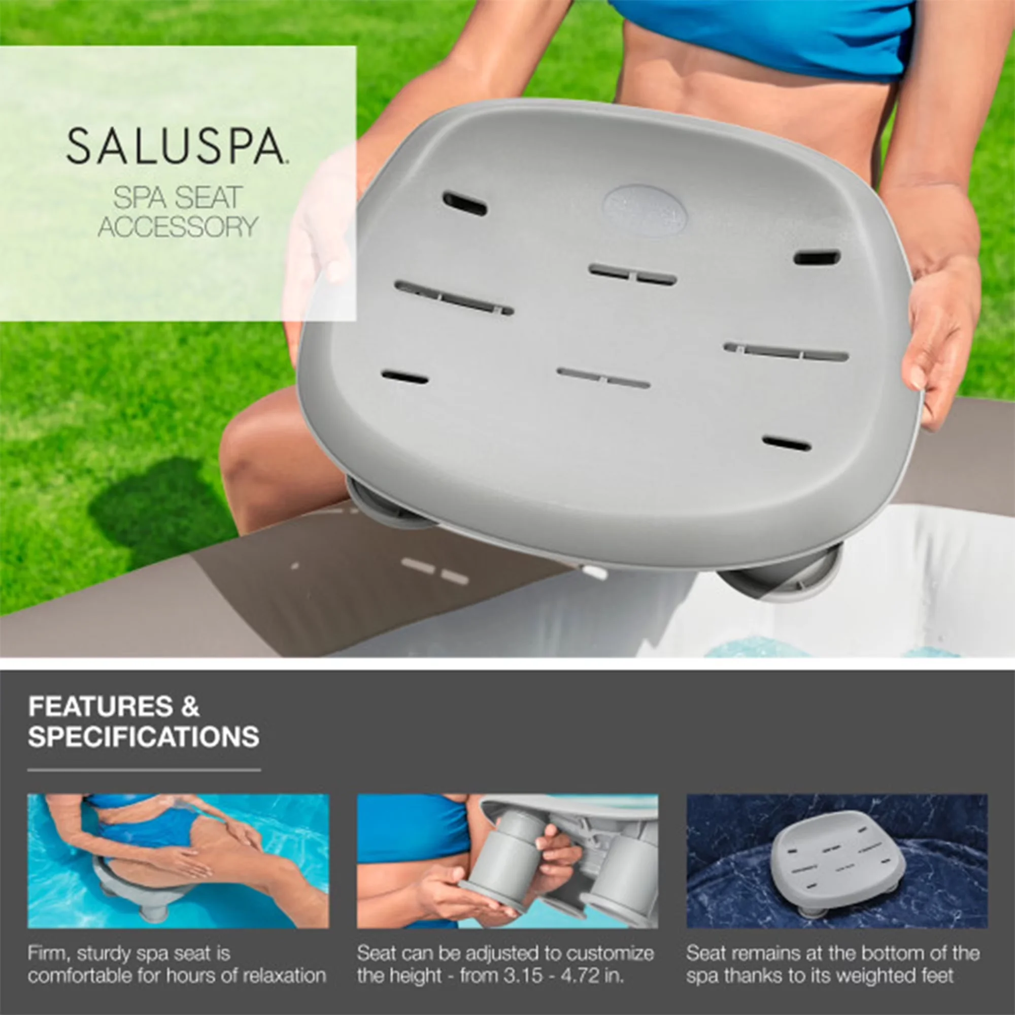 Reliable Hot Tub with Inflatable, Led Display, Hawaii AirJet Inflatable - Gray Model F44A92