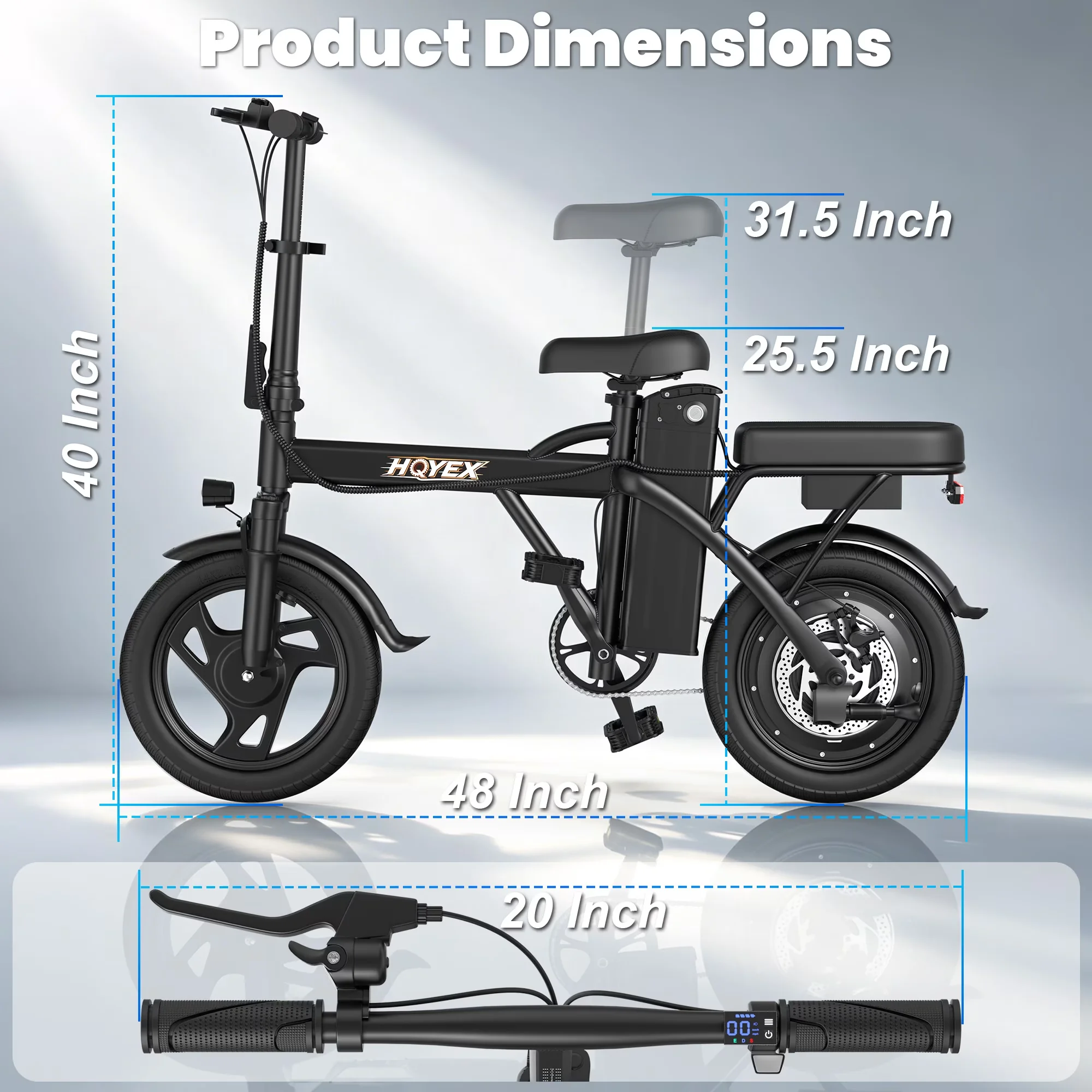 Modern Electric Bike with Battery, 500W, 500W Adult Bicycle - Black HQ14PRO Model 049EC3