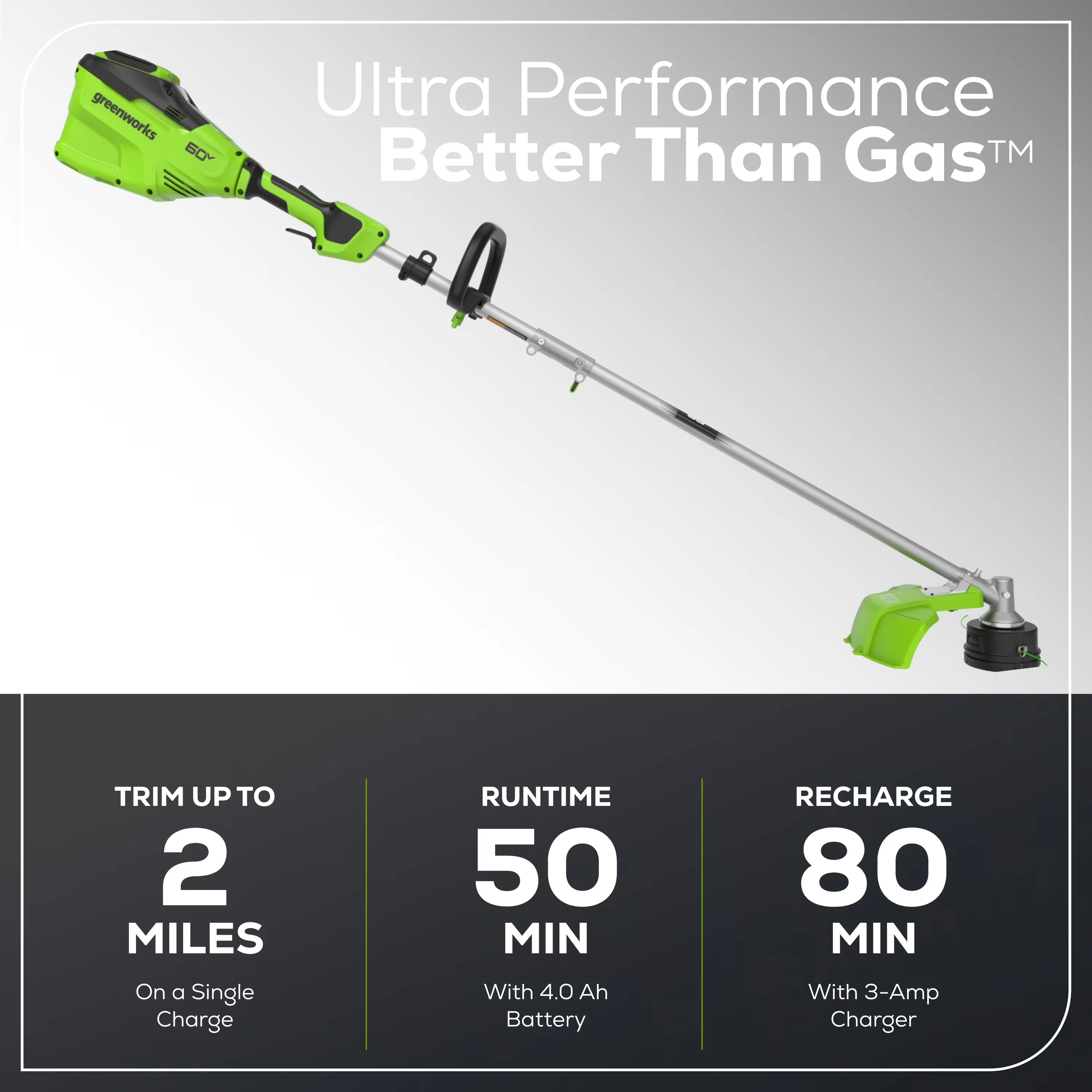 Professional String Trimmer with Battery, 60V, 60V 16" Top Mount - Green Model 2D1719
