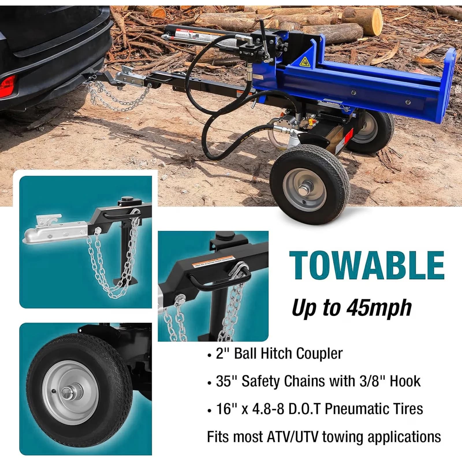 Professional Logsplitter with Wheeled - Blue 7HP - Traditional Style Model 41820A
