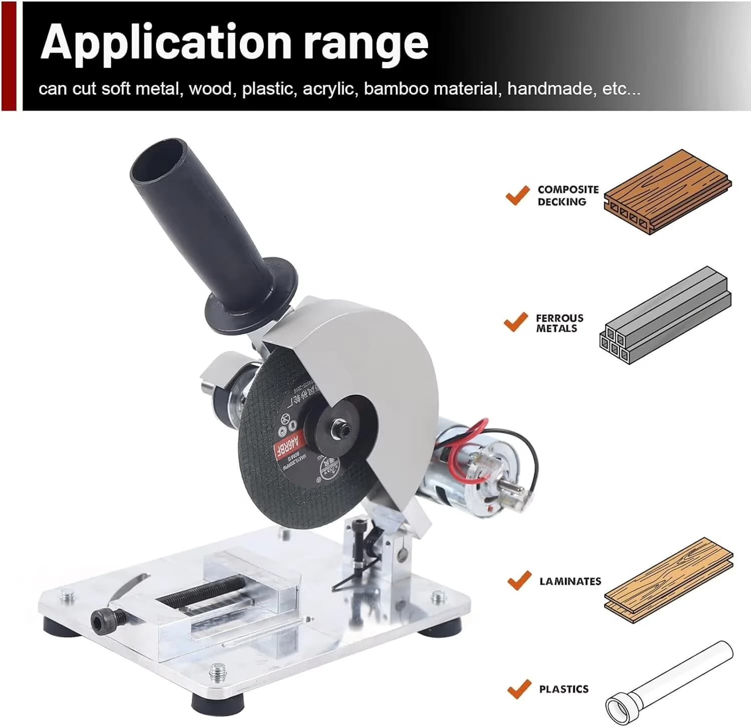 Durable Power Saw with Easy To Operate, Adjustable, Mini Table - 0-45 - Commercial Quality Model CED864