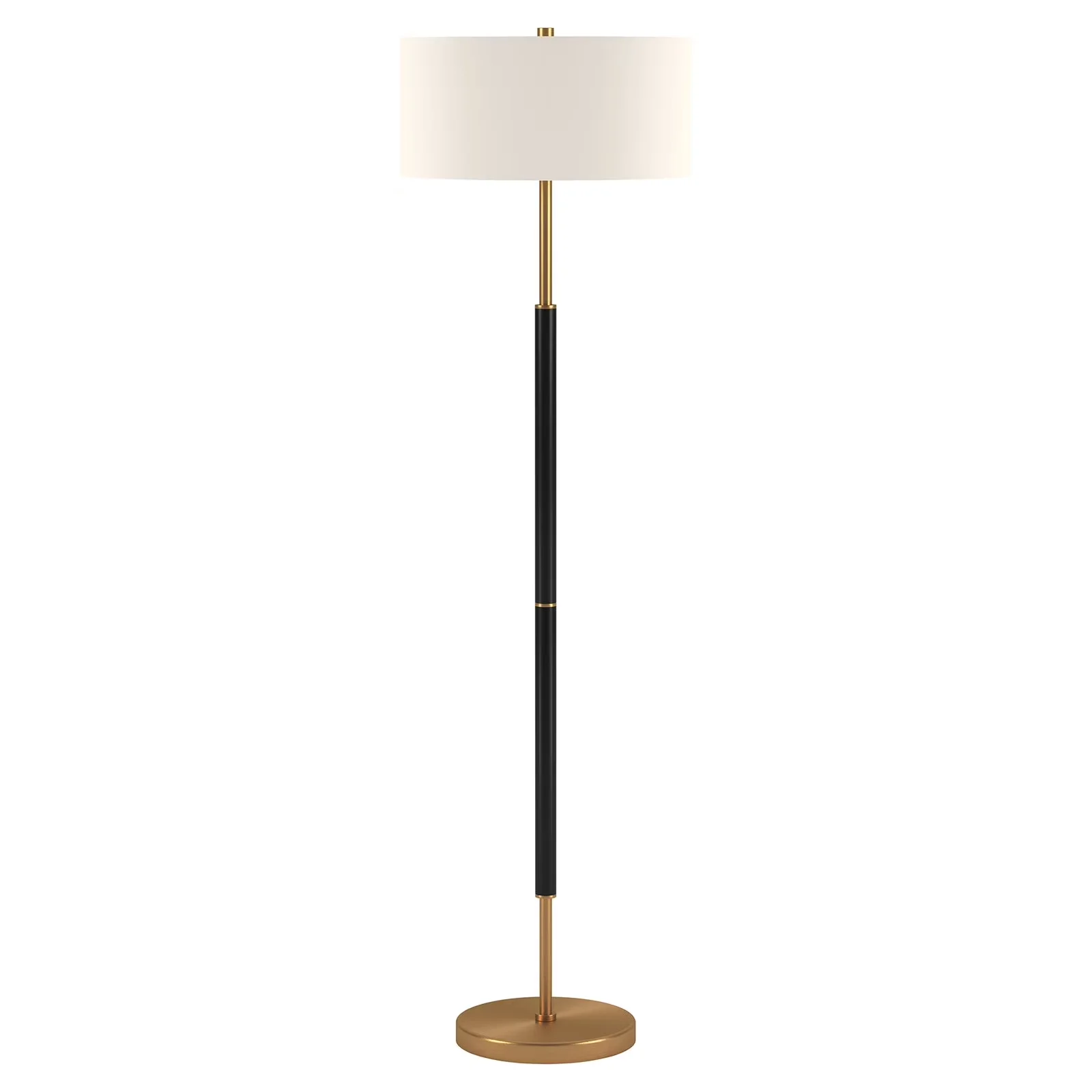 Sleek Floor Lamp with Incandescent, Energy Efficient, Simone 2-Light - Black Metal Model 557BE3