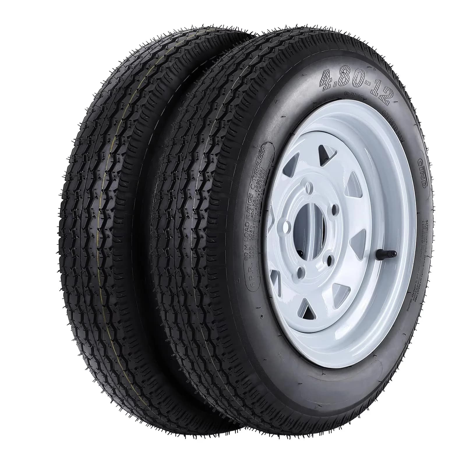Trailer Tire Stylish with 12" Rims, Rim Width: 4 inches, 5 Lug on 4.5" - Model A13747