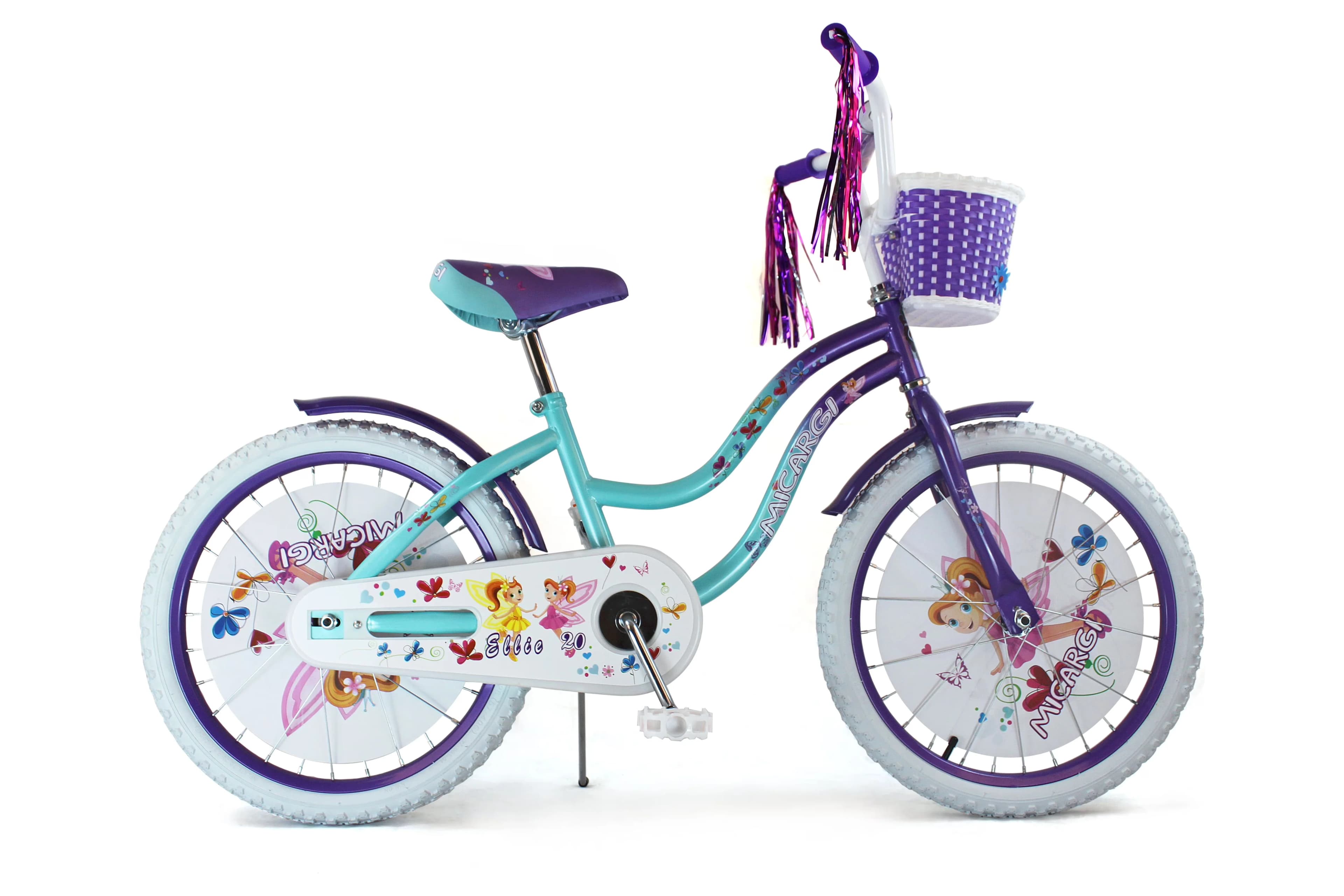 Compact Kids Bike with Adjustable Seat Height, White Full cover Chain Guard - Purple Model C27701
