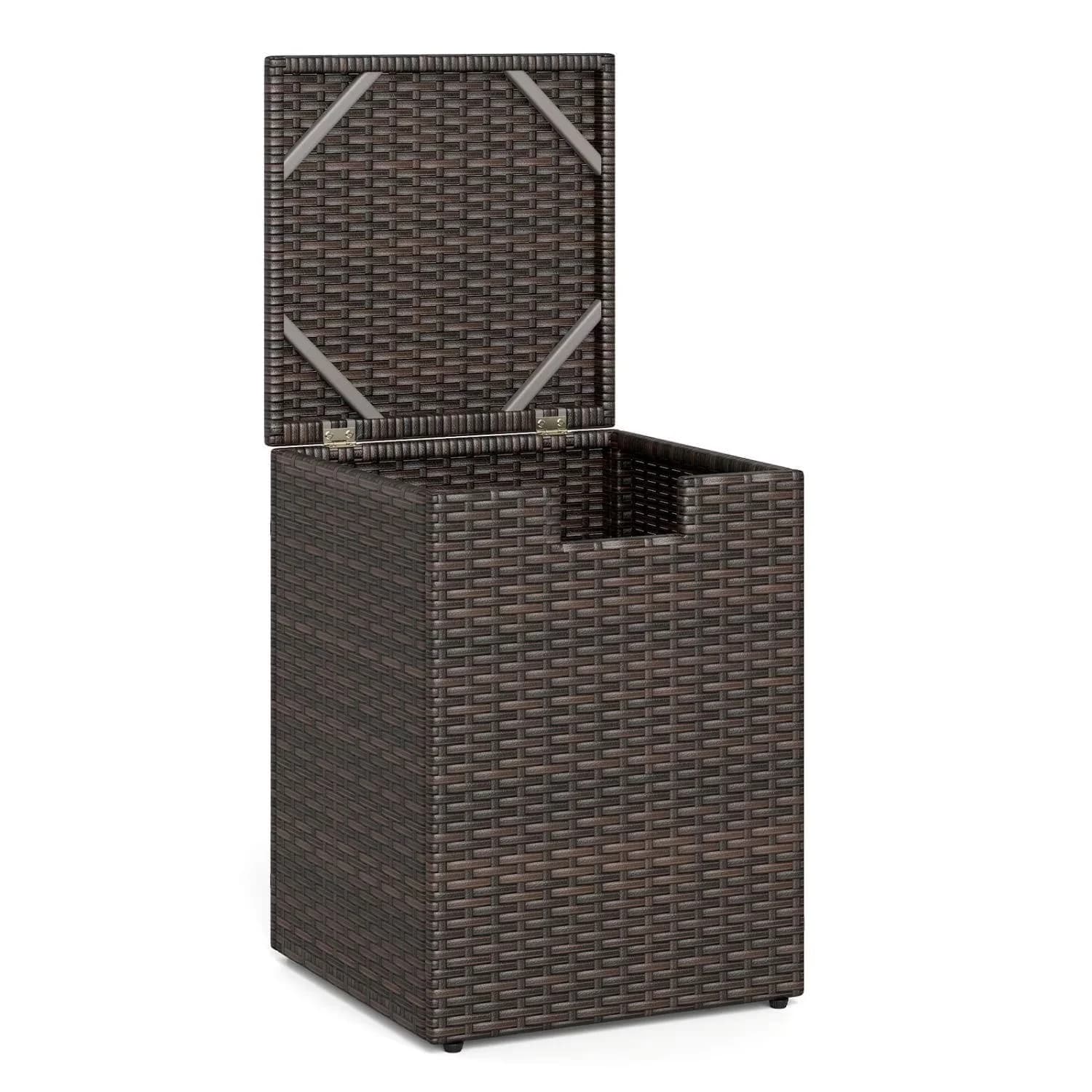 Outdoor Heating Compact with Storage, 2 in 1 Patio Hideaway Side Table - Pe Rattan, Metal Brown for Outdoor Model ACBE16