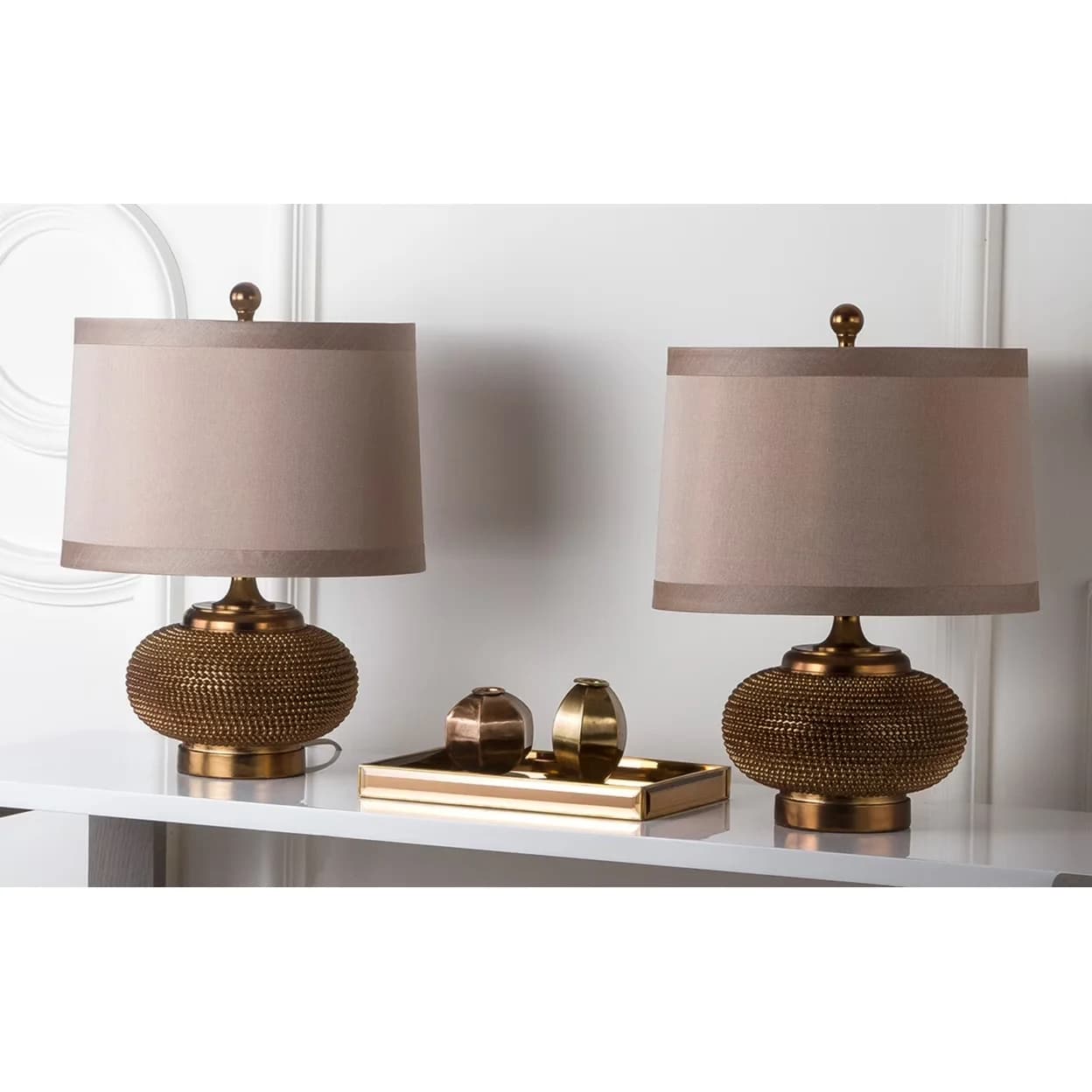 Durable Lamp with Incandescent, Contemporary, 19-INCH H GOLD BEAD - Multicolor Resin Model 25E1C3