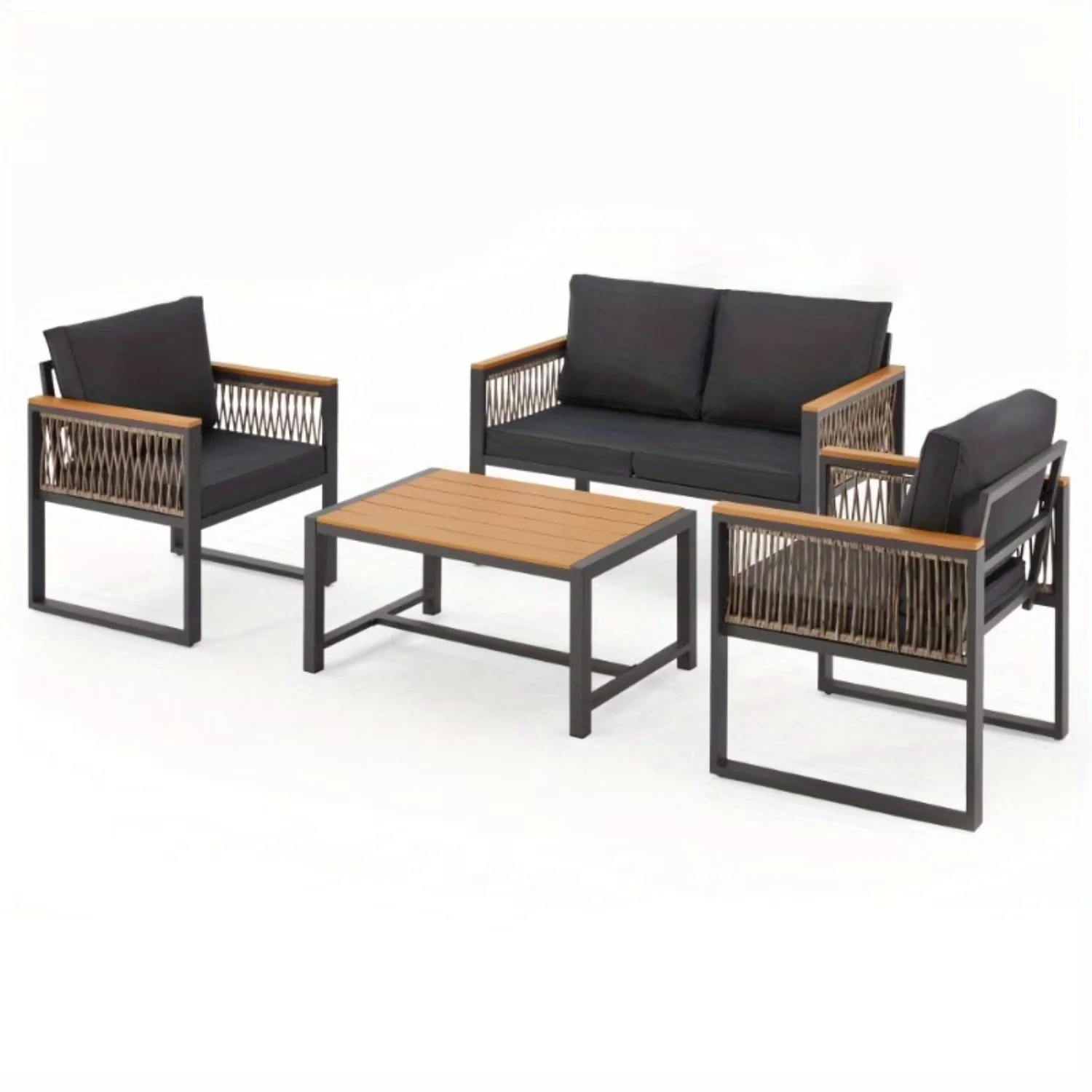 Innovative Patio Conversation Set with 4-Piece Metal Furniture, All-Weather Construction - Metal, Olifen Model BE97BE