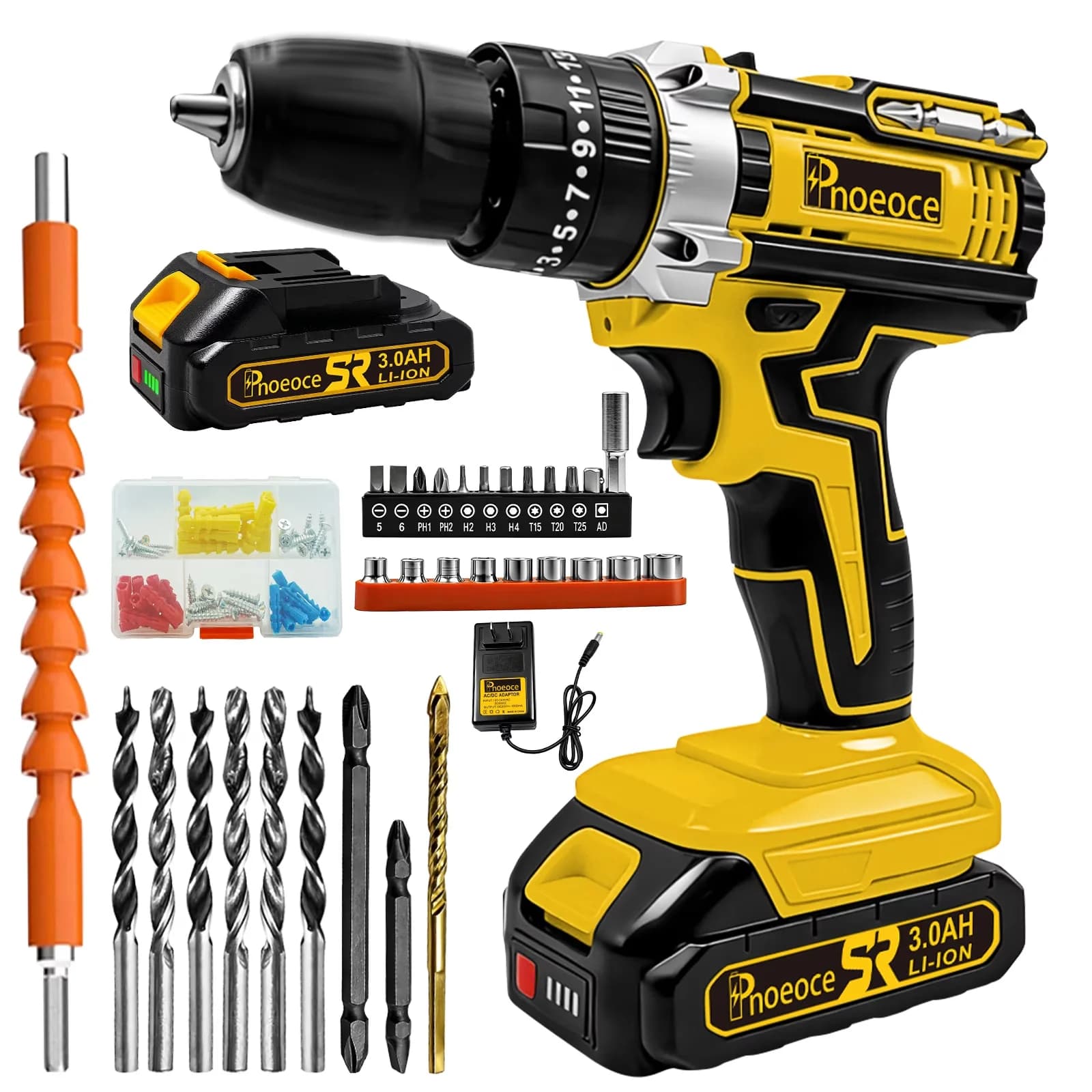 Modern Drills Driver with Battery, 20V, 20V Cordless Drill Set - Yellow Model EC220A