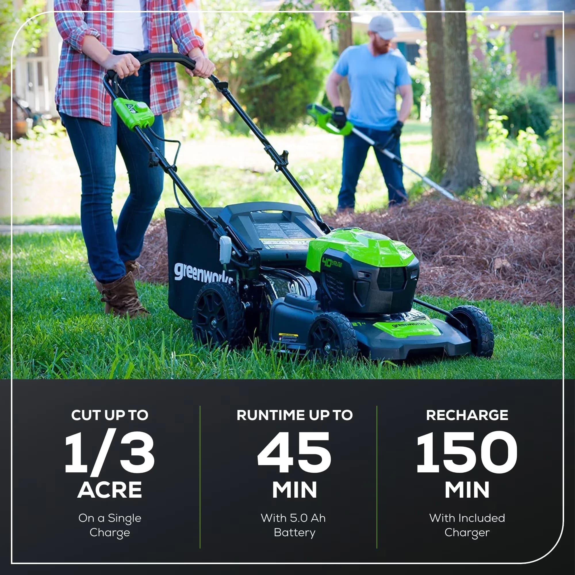 Reliable Push Mower with Battery, 40V, Brushless Motor - Space-Saving Design Model 91BA48