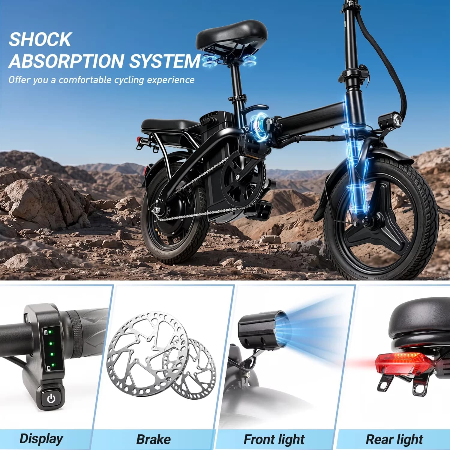 Sleek Electric Bike with Battery, 500W, 36V - Black - Commercial Quality Model EE5290