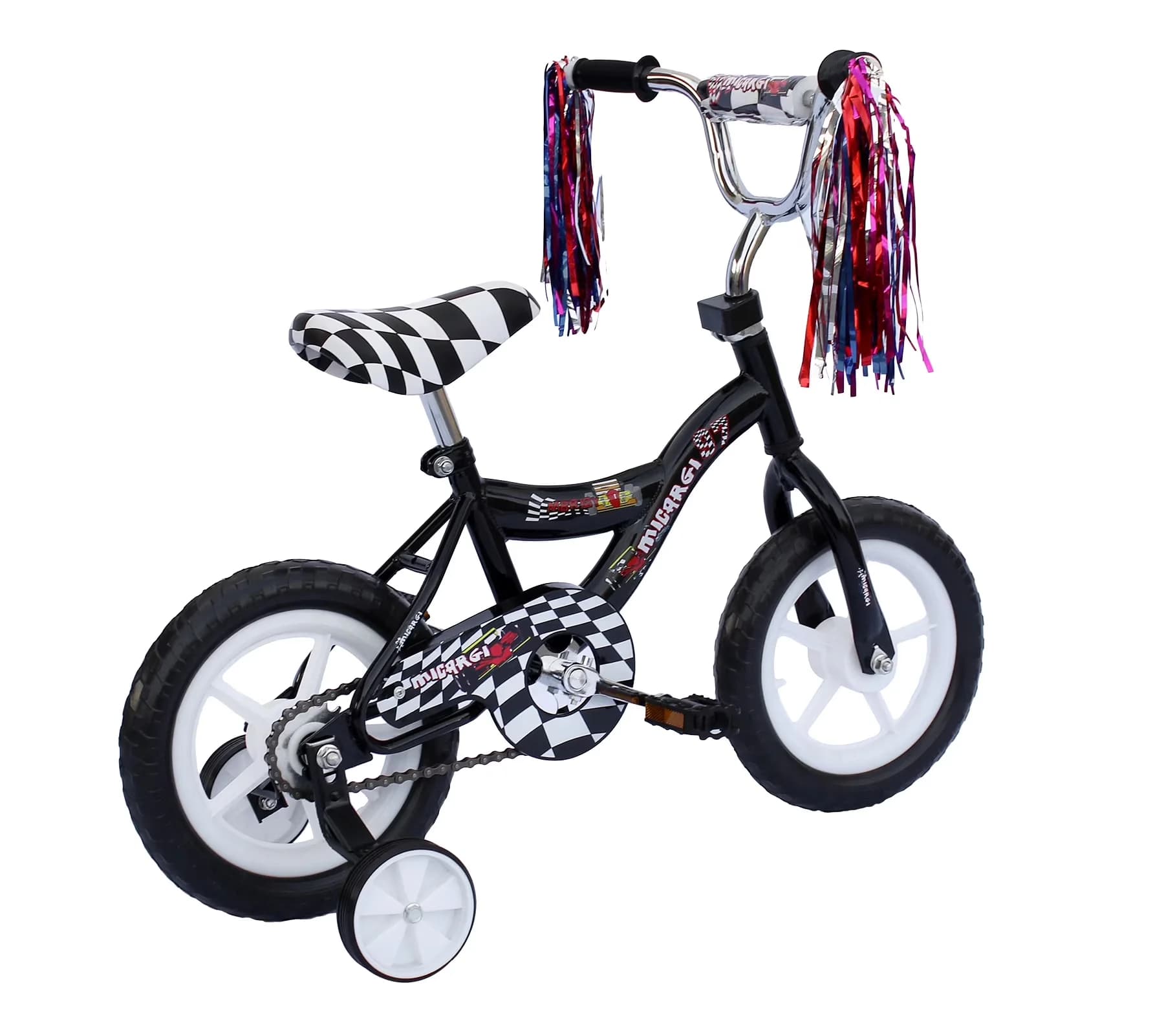 Compact Kids Bike with Training Wheels, This bike features cool wheel inserts - Black Model A75FF0