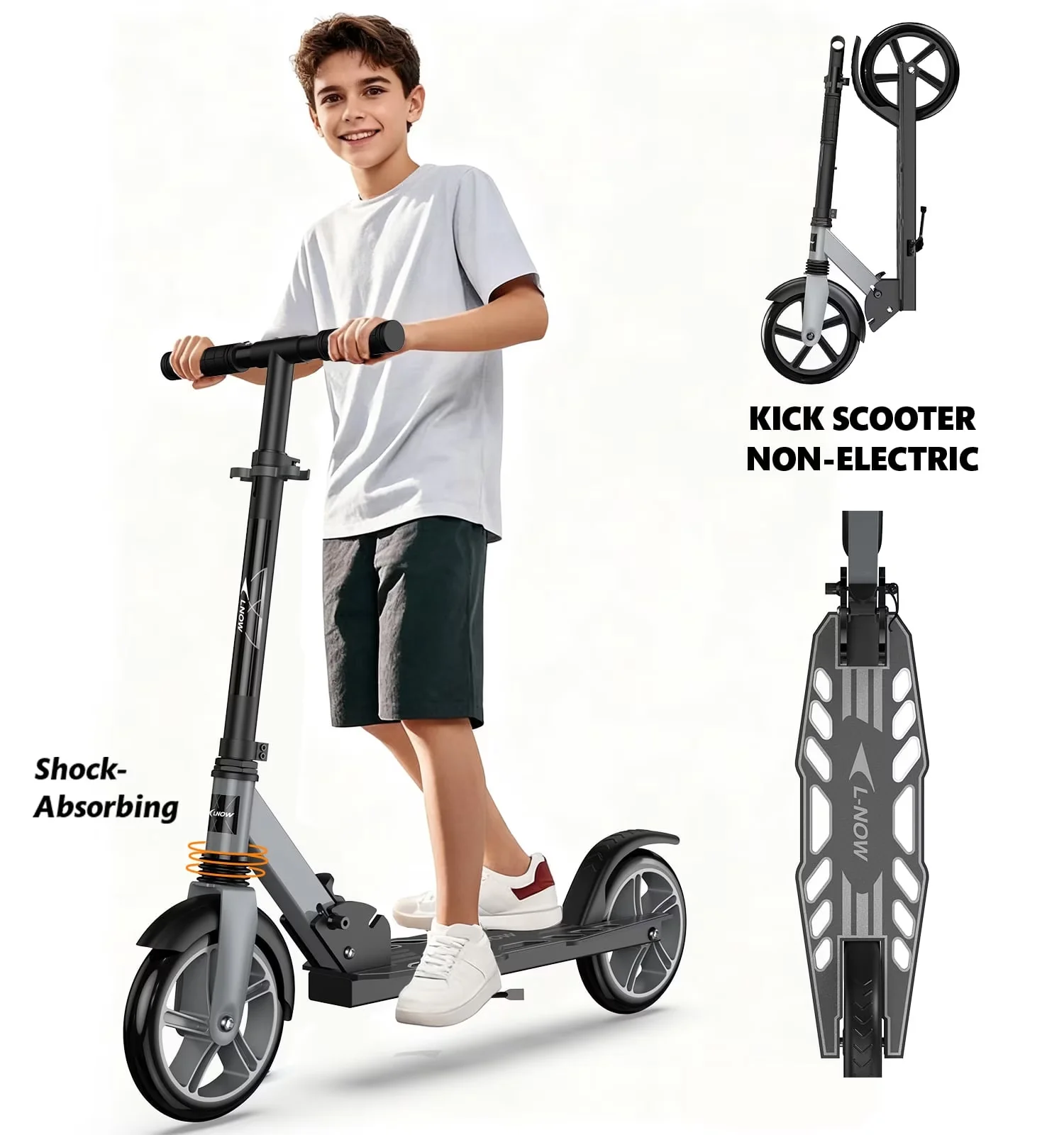 Scooter Versatile with Lightweight, Compact, Foldable - Aluminum Alloy Gray Model E86A92