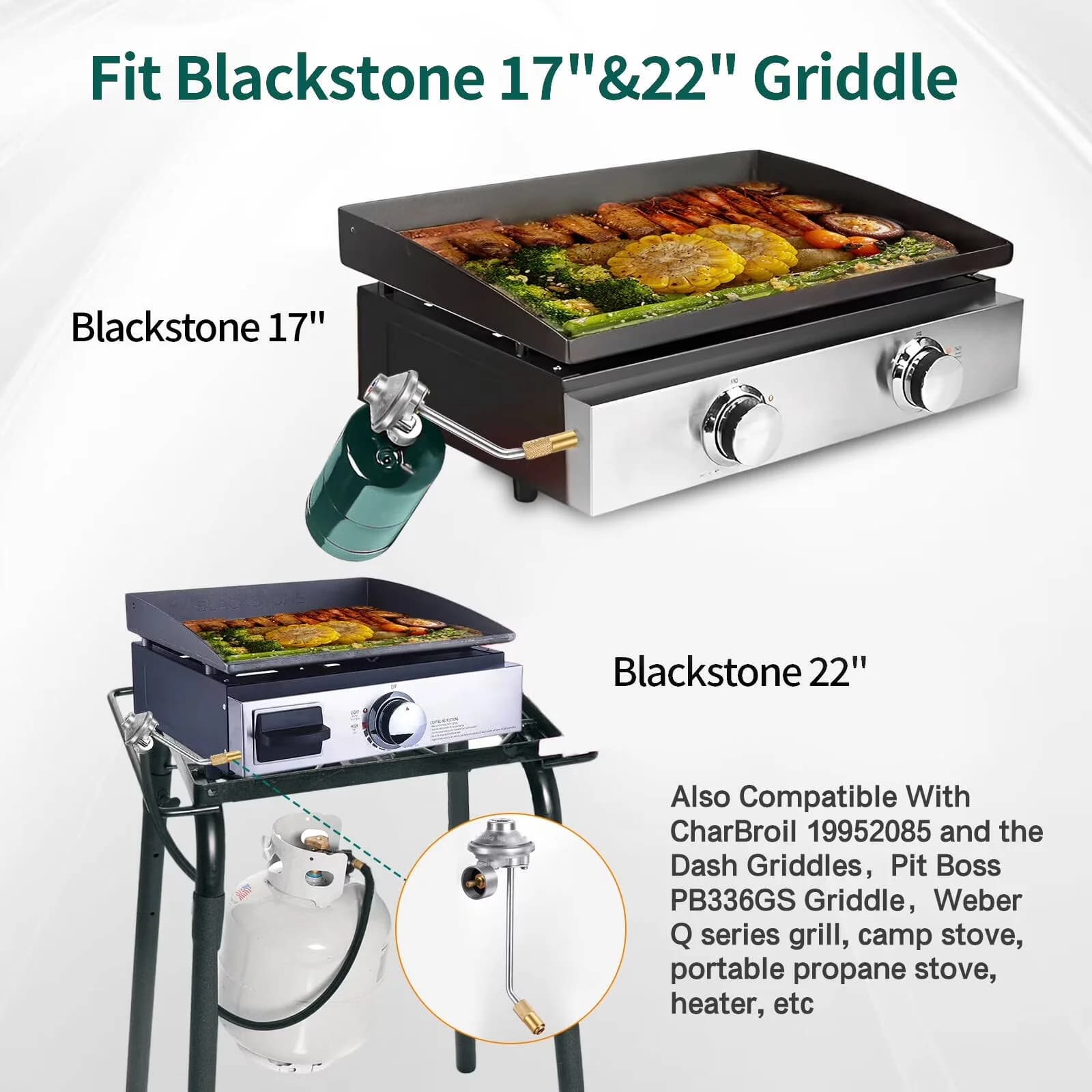 Classic Flat Top Grill with Portable, Griddle Regulator Replacement - Silver Aluminium Alloy Model 29FA47