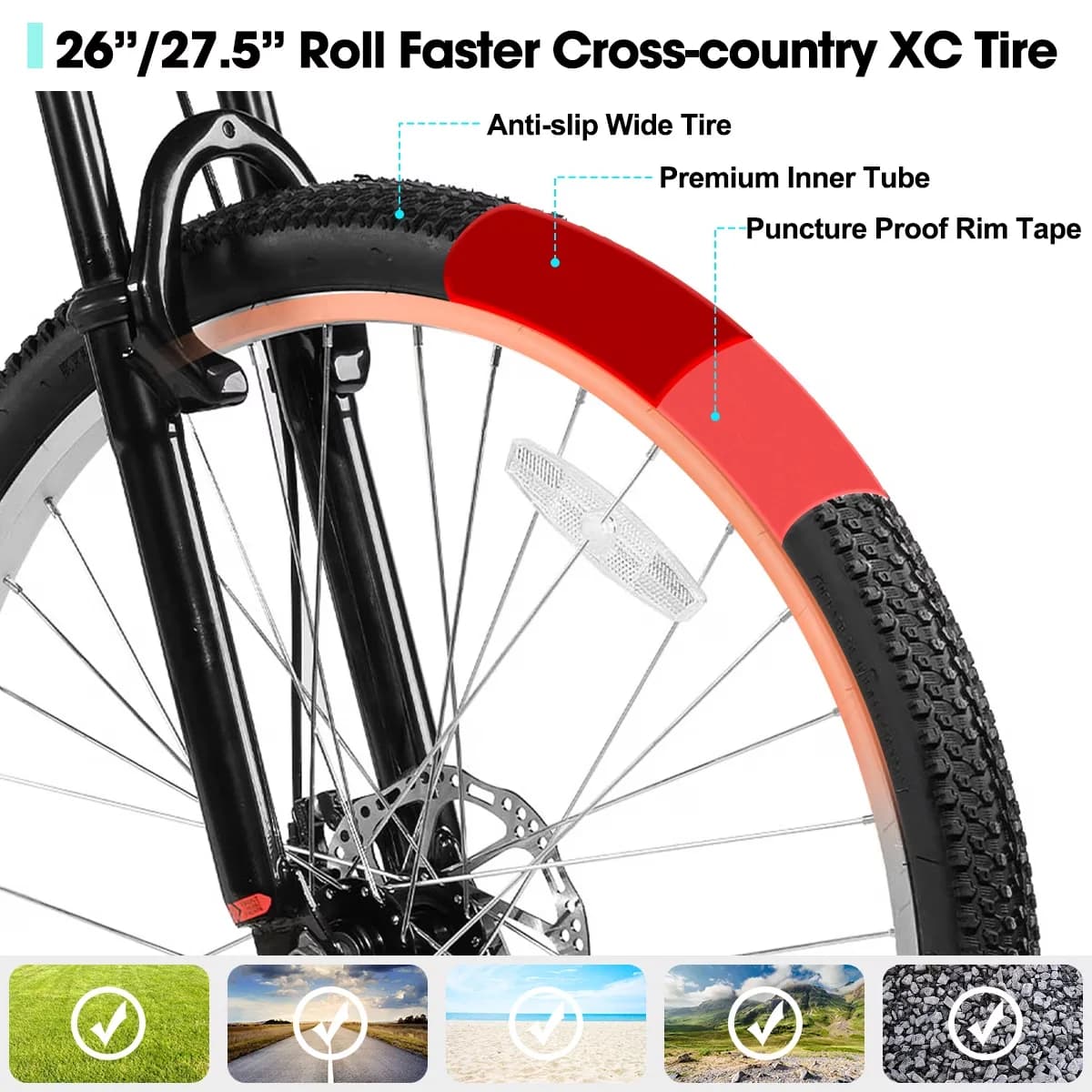 Versatile Mountain Bike with Lightweight, 18 Speed MTB, 26 Inch - Black Model C178A2