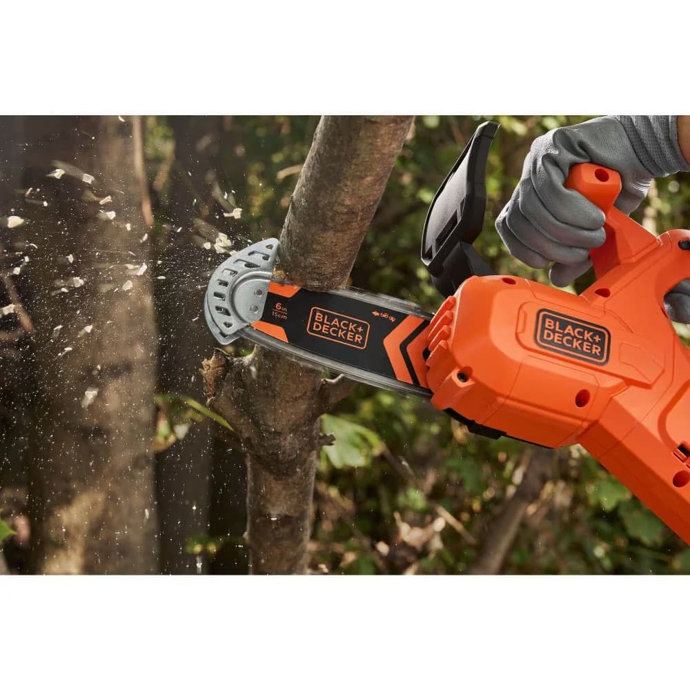 Stylish Chainsaw with Battery, 20V, Tool-Less Chain Tensioning - Black Model 80F842