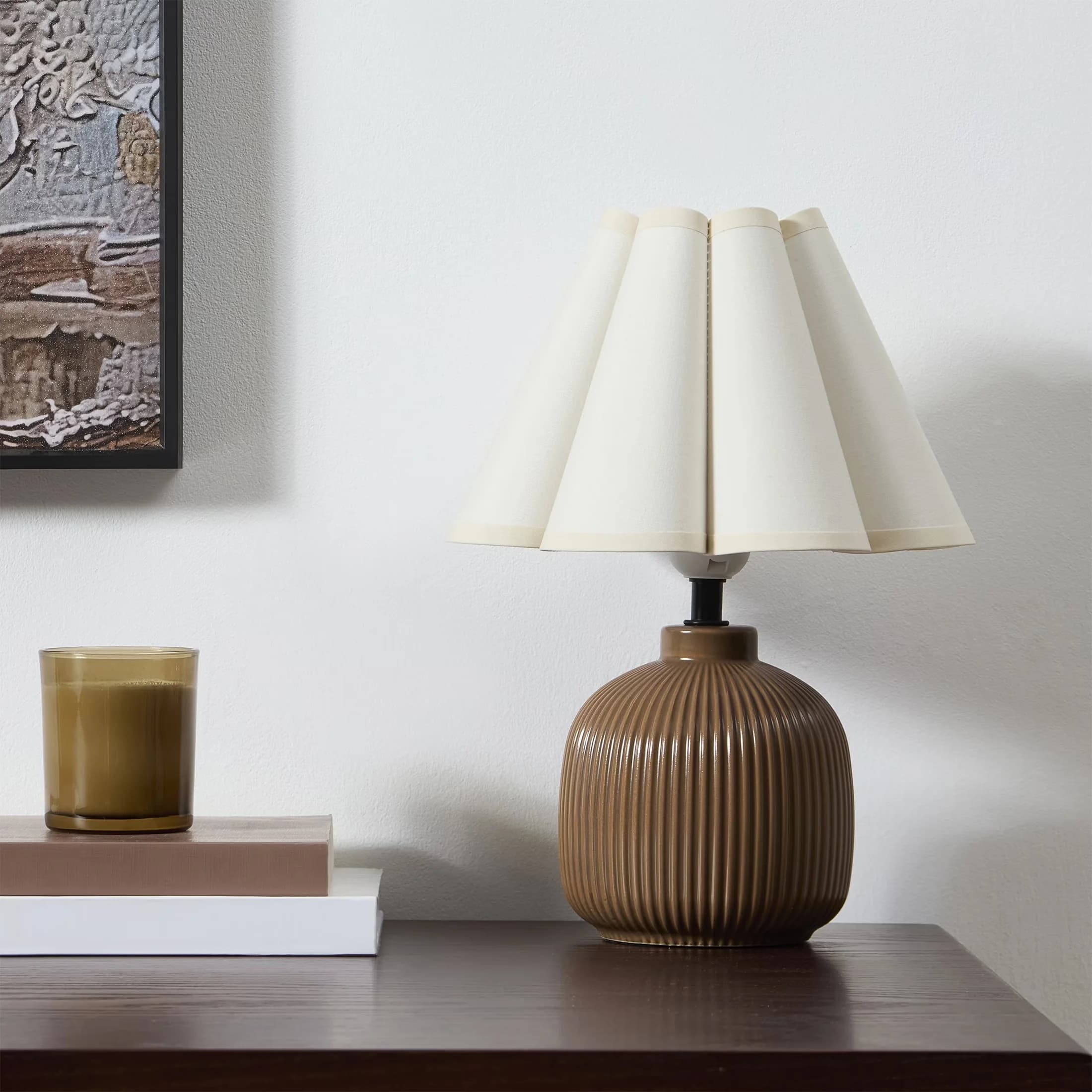 Modern Table Lamp with LED, Contemporary, 12.5" Brown Ceramic - Brown Ceramic Model 6CEFE7
