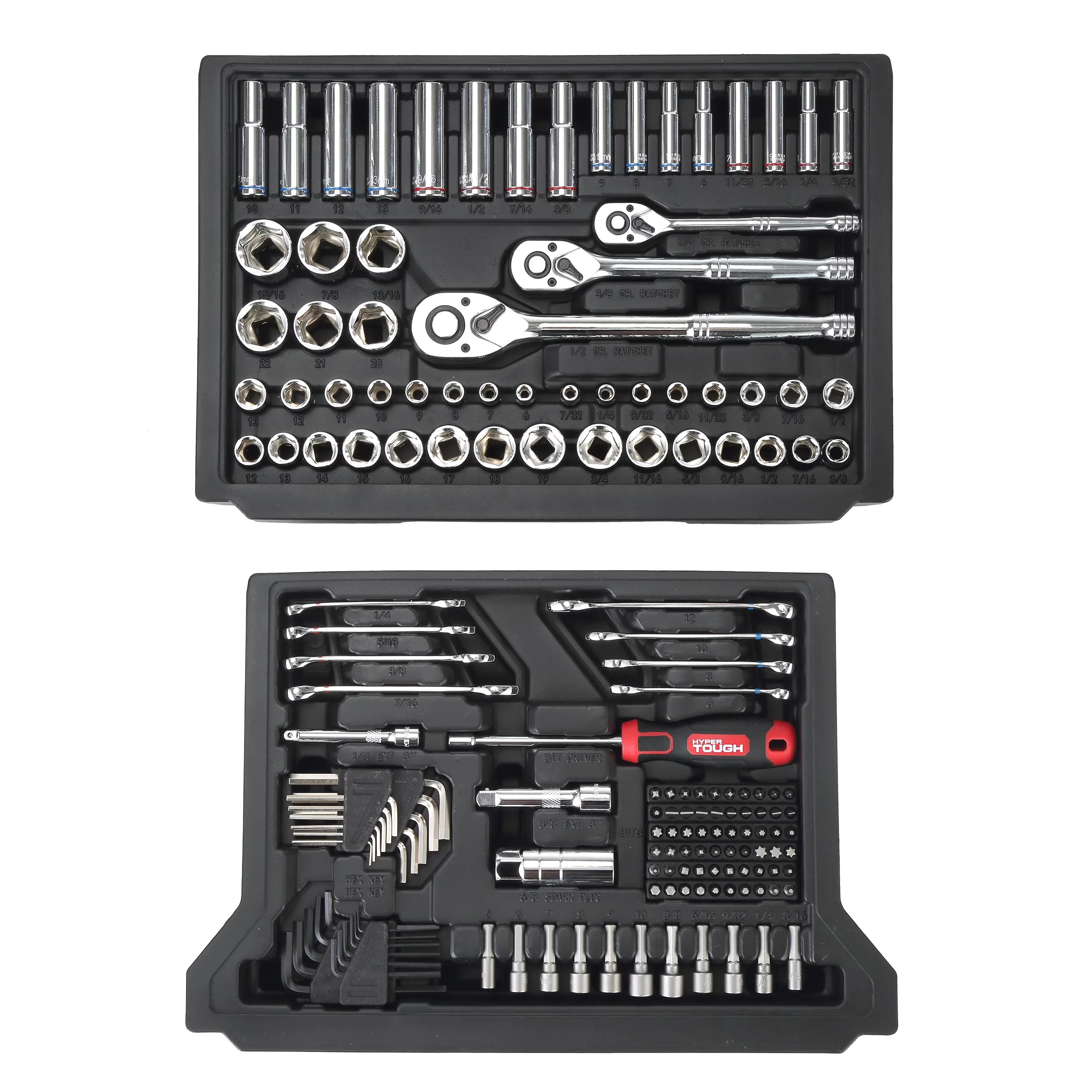 Hand Tool Set Stylish with Handheld, 170-Piece 1/4, 3/8 and 1/2-inch Drive Mechanics - Black Cr-V Model 865069