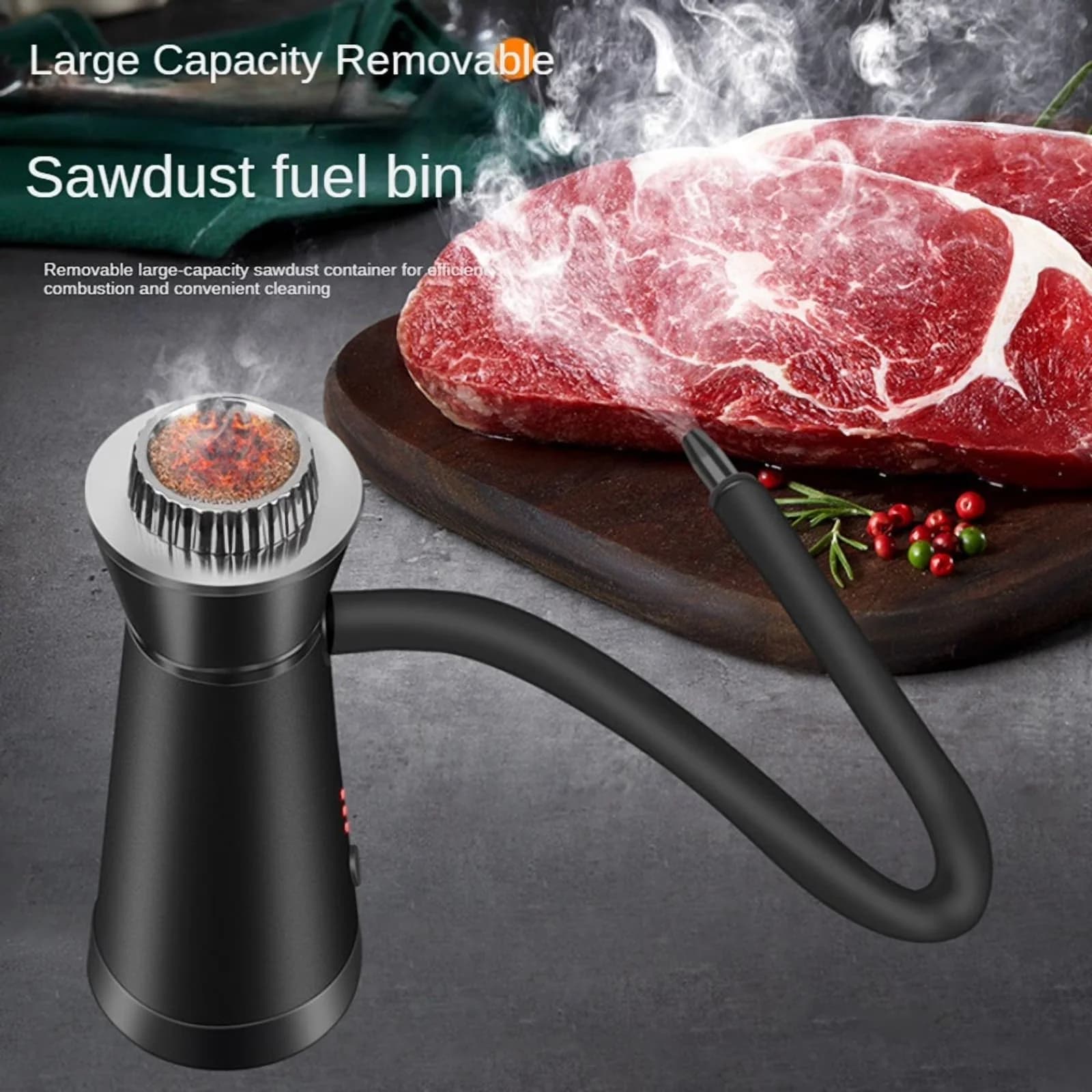Smoker Professional with Cold Smoker, 1 * Cocktail kit - Black Aluminum Alloy + Zinc Alloy + Plastic Model A0D4AF