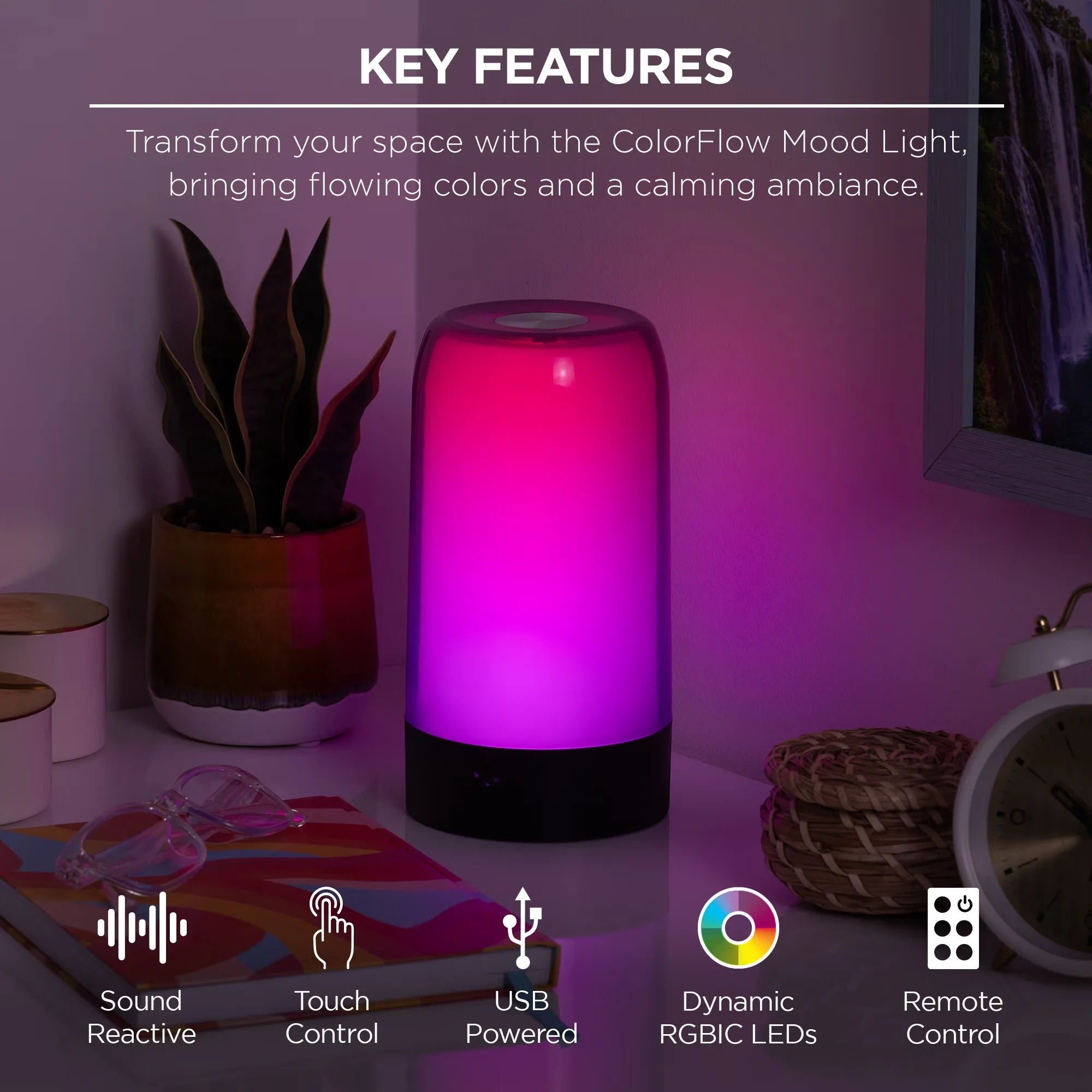 Professional Lamp with LED, Standard Lamps, Sound Reactive Modes - Multicolor Plastic Model EABAF9