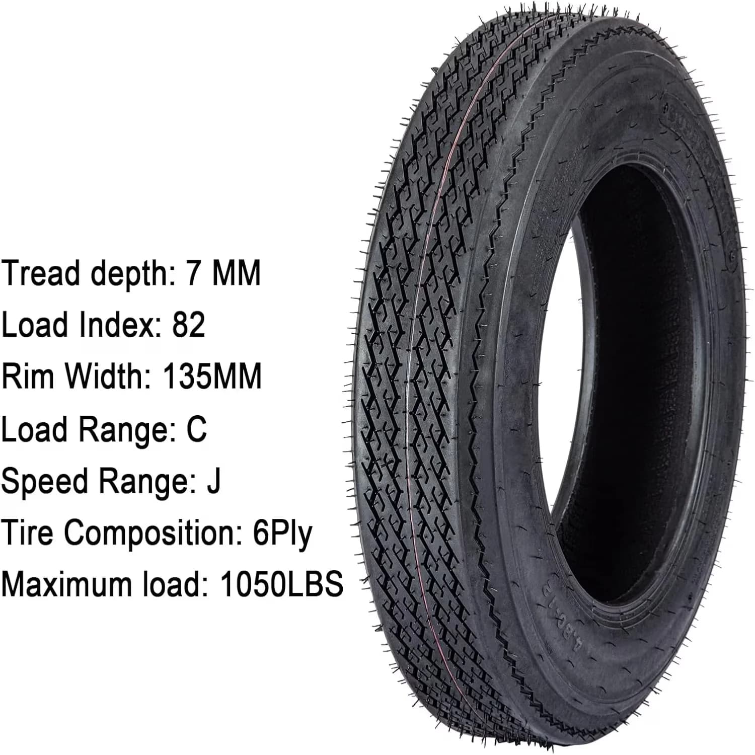 Trailer Tire Innovative with Anti-Skid, Tread Type: Non-Directional, 5.3-12 5.3x12 530-12 5.30-12 Tires - Model CF2959