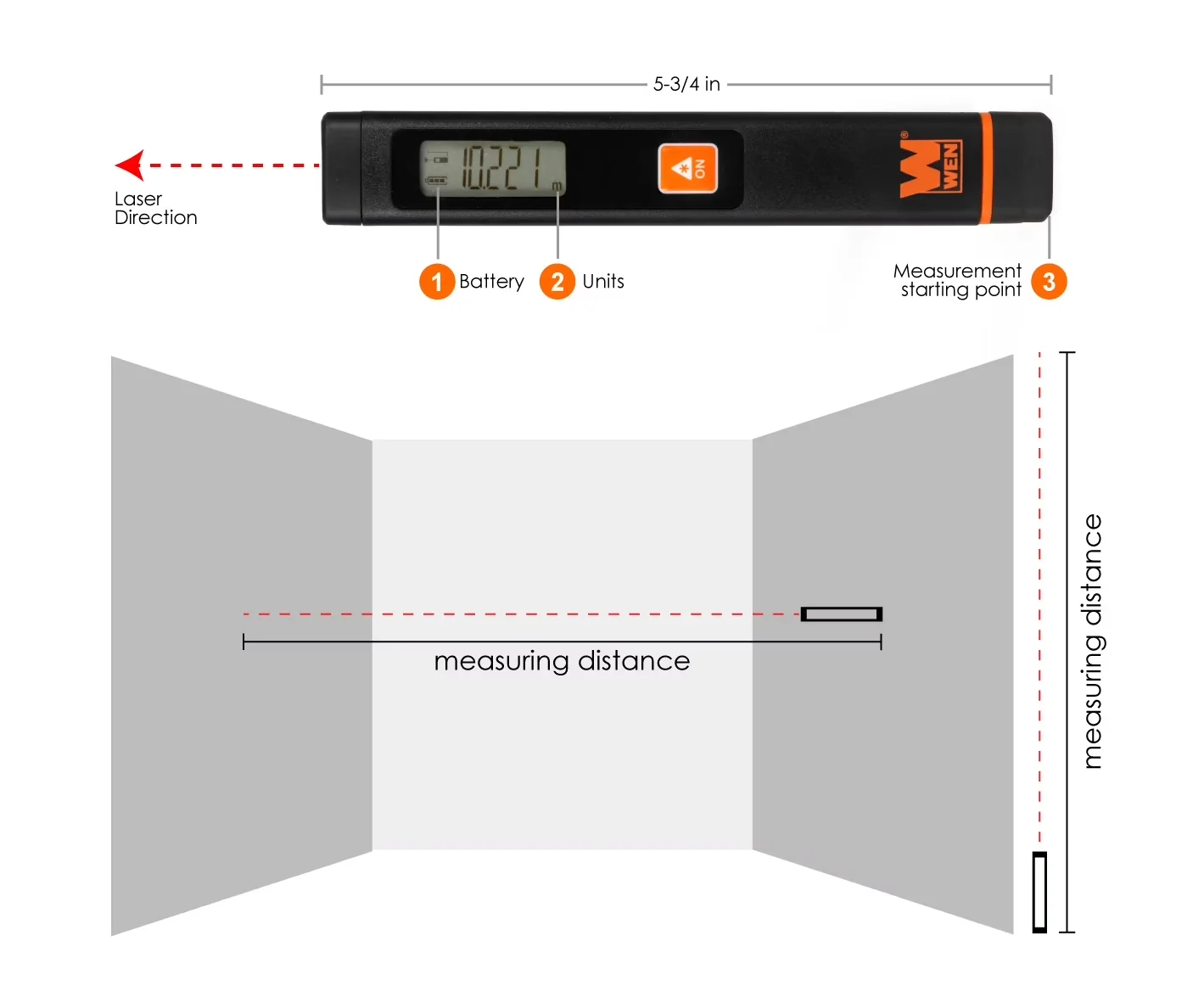 Quality Measuring Layout with Battery, Accurate Measurement, Multi-Unit Pocket Laser Distance Measure - Model 4D5476