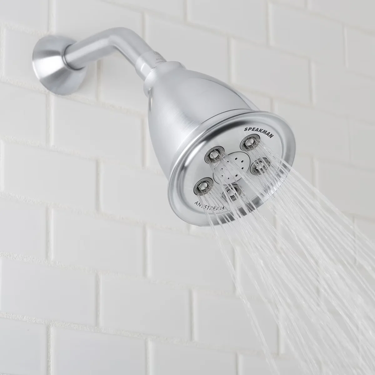 Classic Shower Head with High Pressure, Brushed Chrome, Same quality grade as used in hotels - Plastic Silver Model D8C39A