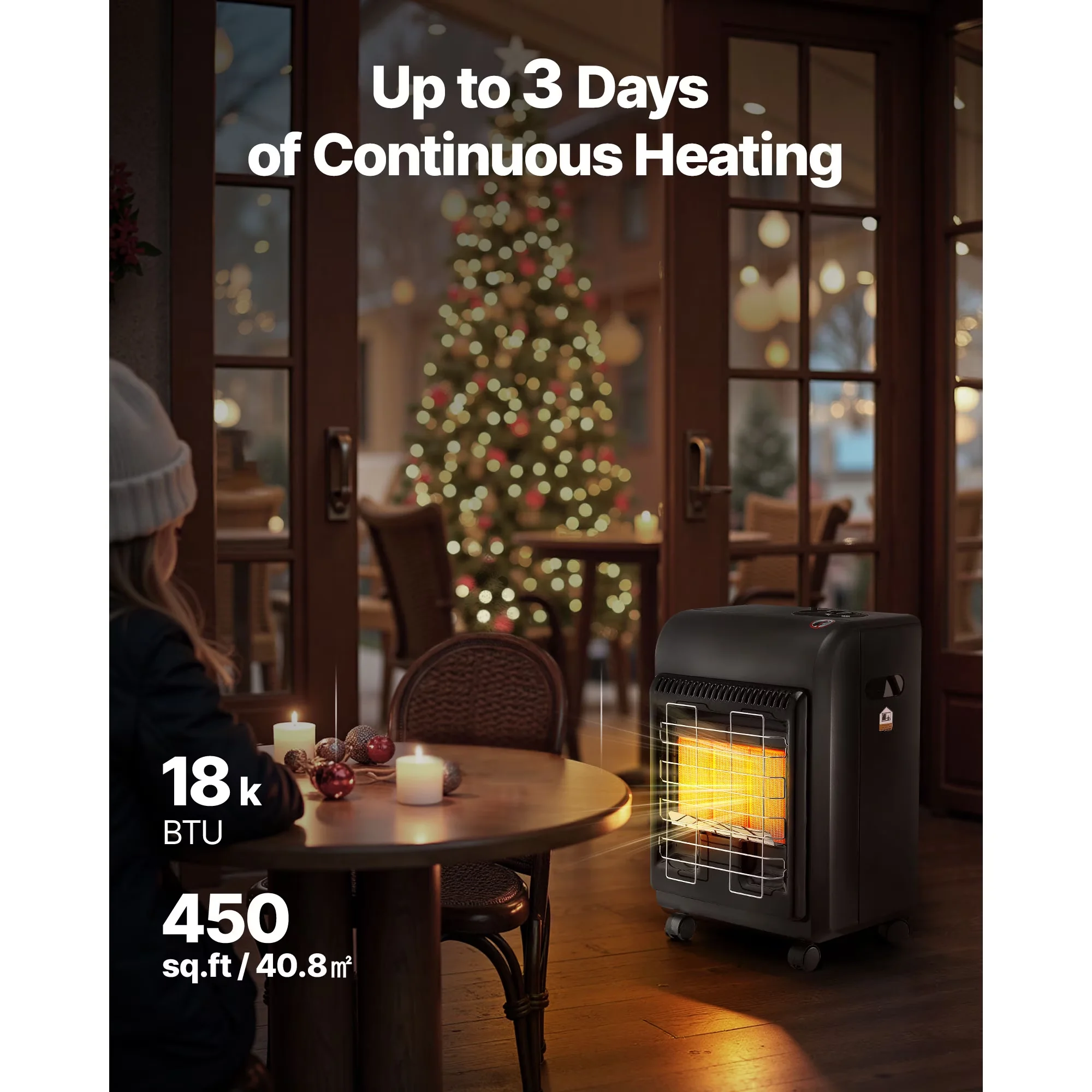 Essential Portable And Electric Space Heater with 18000 BTU, Adjustable, Propane - Model E795D3