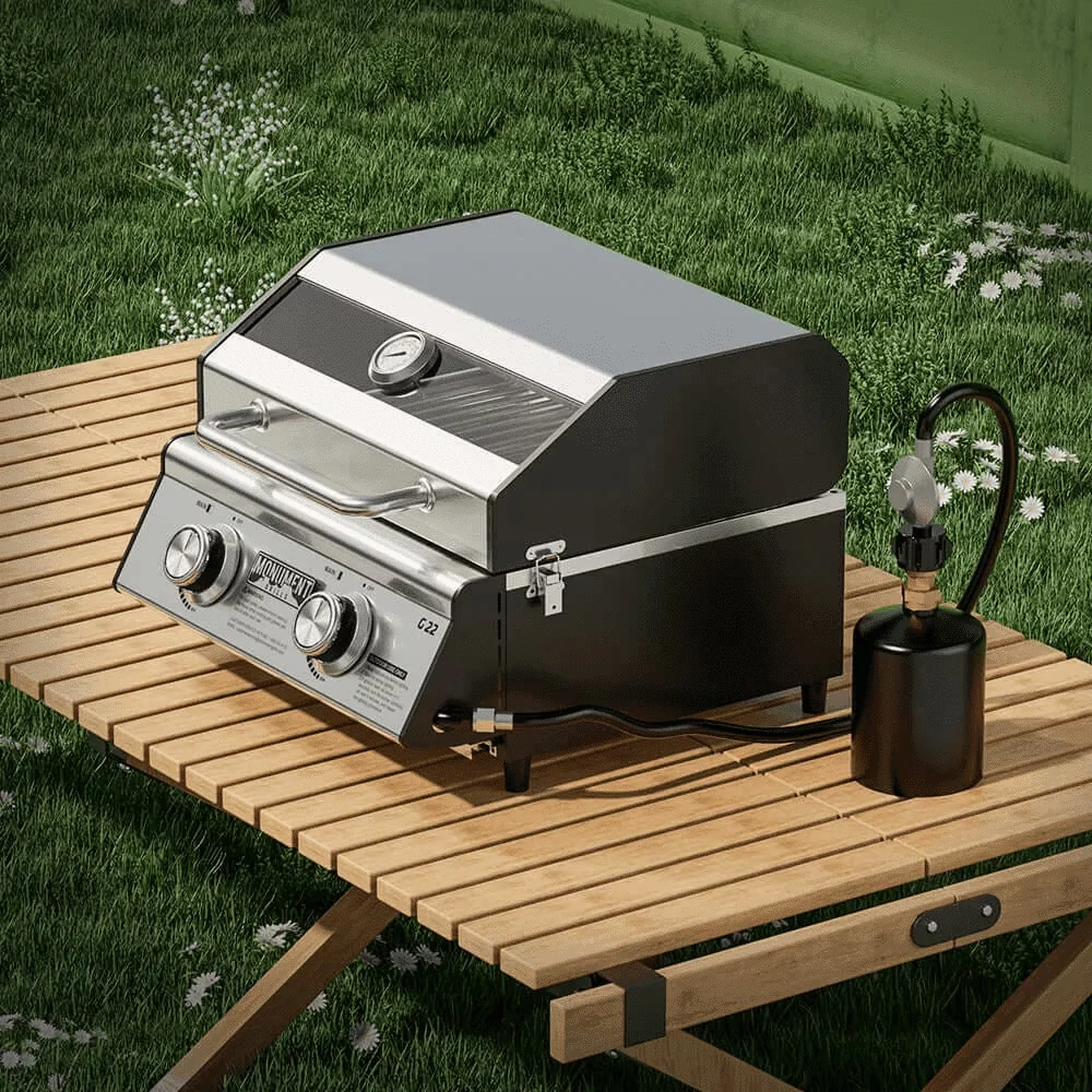 Quality Gas Grill with Portable, Grease Pan, Stainless Steel - Stainless Steel Silver Model 82EA33