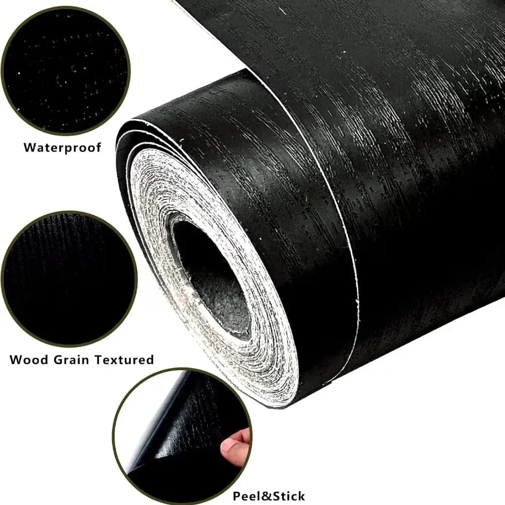 Stylish Wallpaper Wall Decals Wall Covering with Water-Resistant - Black Pvc for Bathroom Model 27D18D