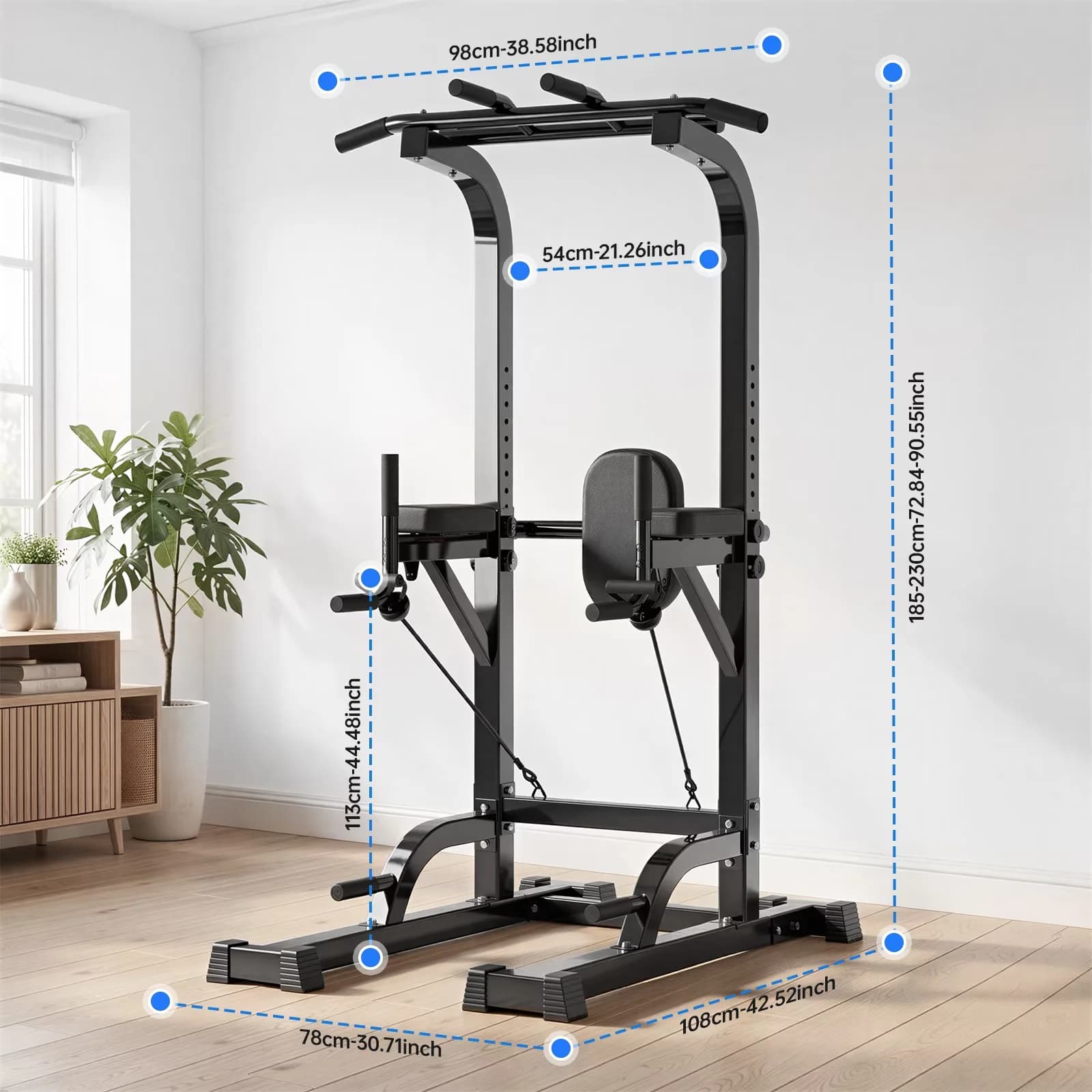 Sleek Home Gym with Multifunctional, Adjustable - Black Pvc for Home 660LBS Model FE75BE