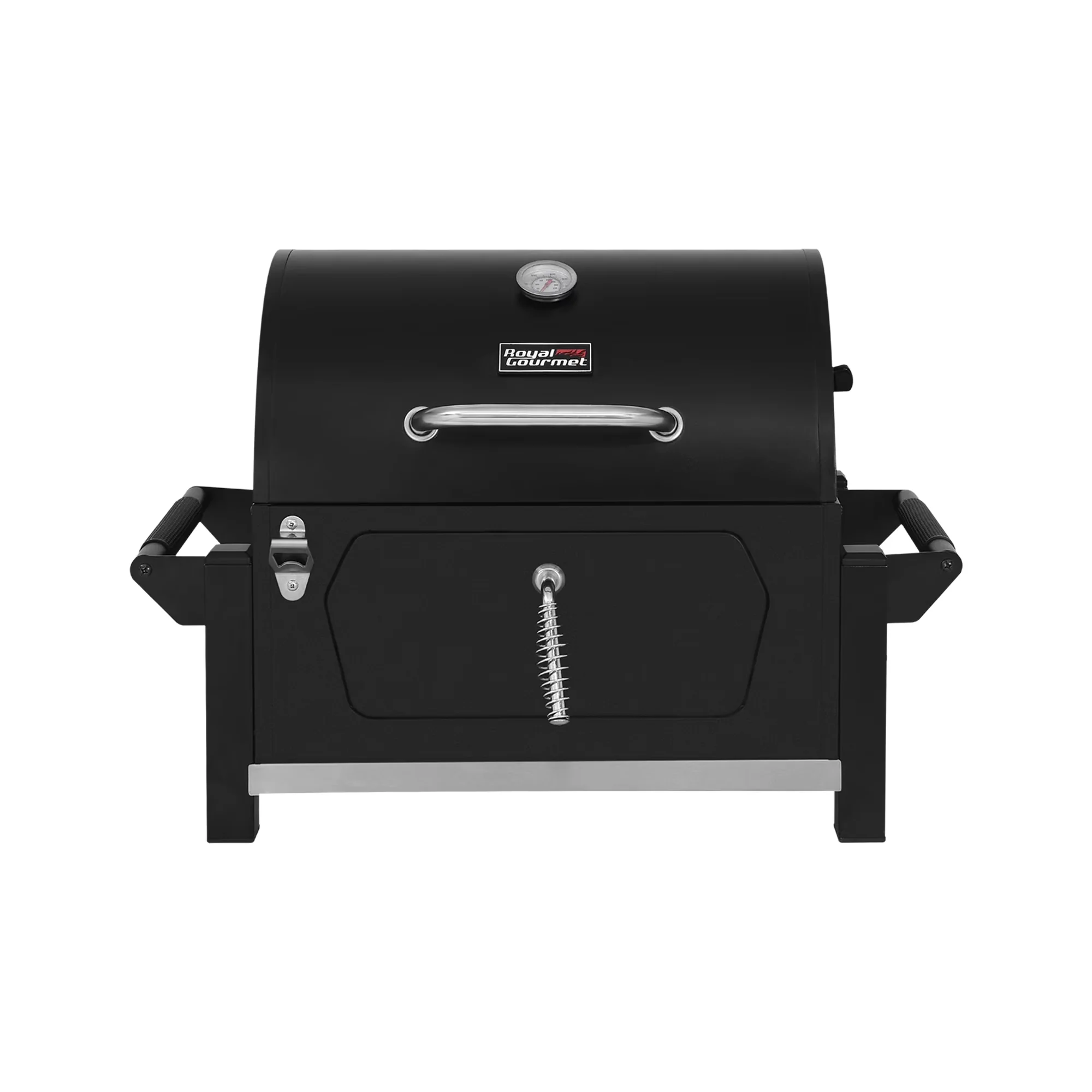 Stylish Charcoal Grill with Portable, Two Side Handles - Steel (Main Body), Porcelain-Enameled Steel Wire (Cooking Grates) Black Model 44014A