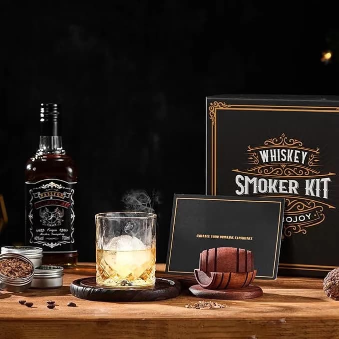 Modern Smoker with Cold Smoker, Whiskey Kit, Cocktail Infuser Kit - Wood Model FDEFFF