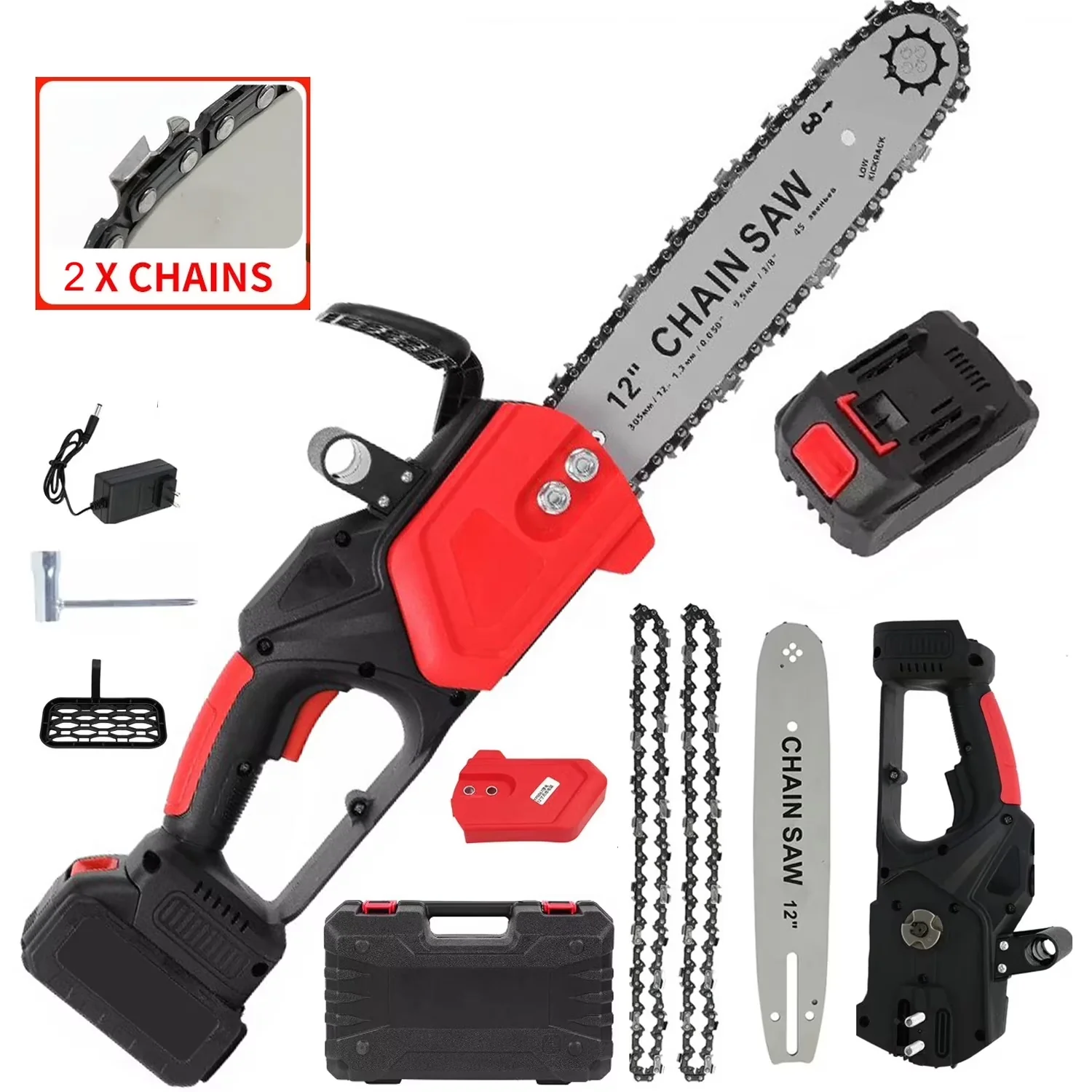 Compact Chainsaw with Battery, 1300W, 24V - Black for Residential, Commercial Model EB86BB