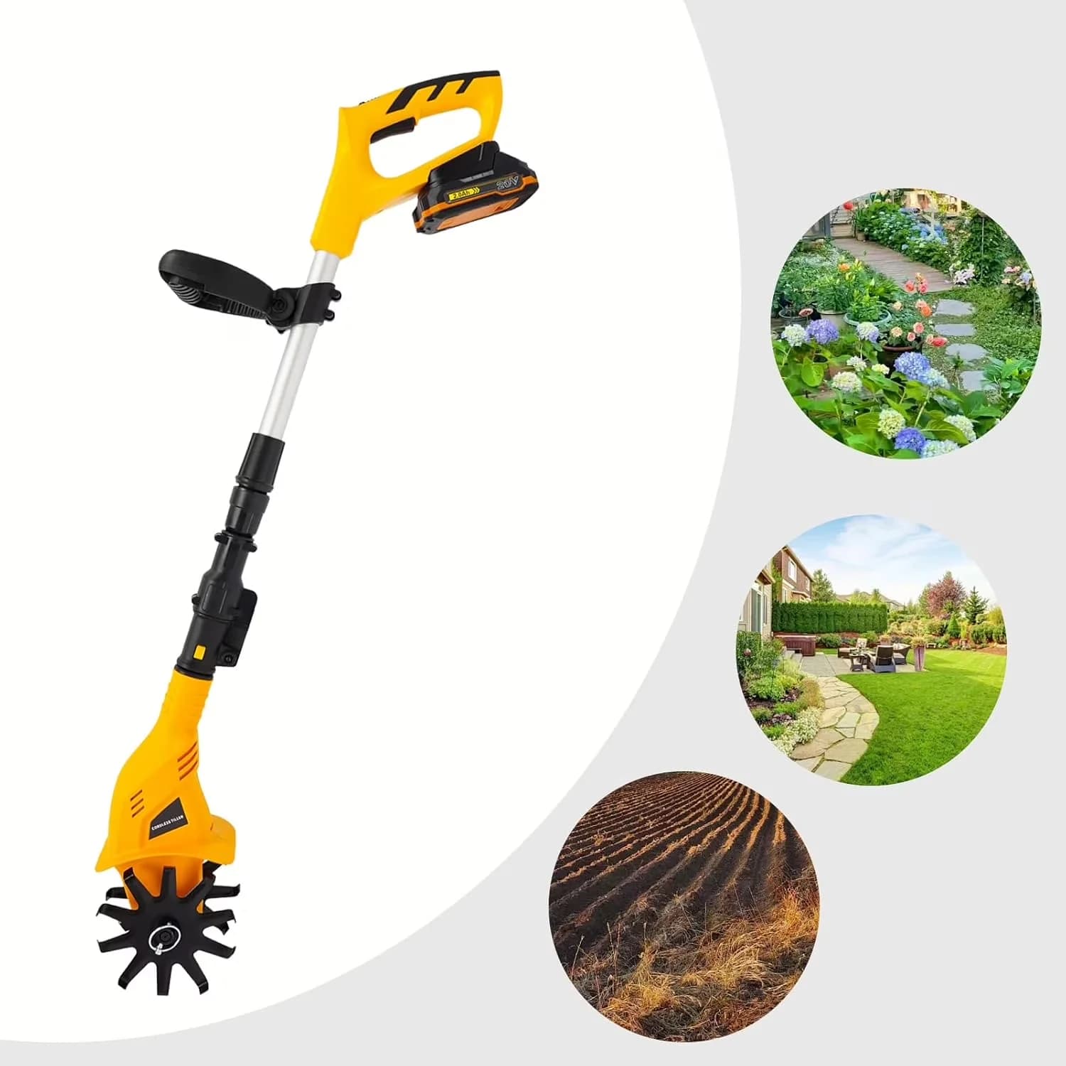 Trillers Cultivator Stylish with Battery, 20V, 20V Cordless Tiller for Home and Office - Model 52C733