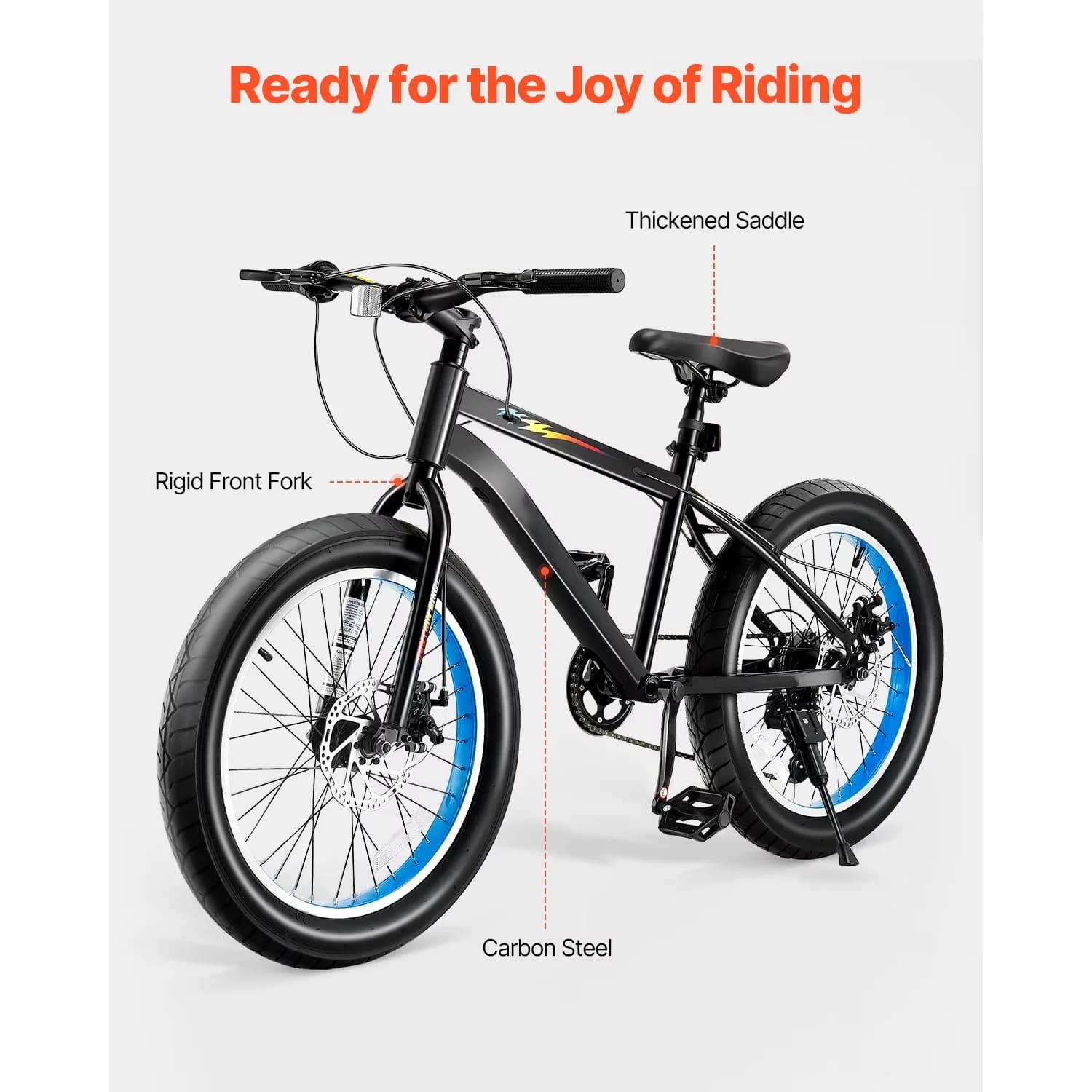 Essential Mountain Bike with Adjustable Handlebar Height, 7-Speed Twist Shifting, Fat Tire Bicycle - Black Model 6313AD