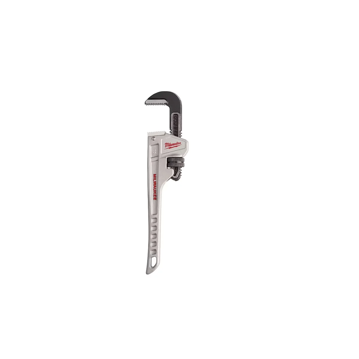 Versatile Hand Tool with Ergonomic Handle, 10” Aluminum Pipe Wrench, Overbite jaw - largest gripping surface - Black 10" Model A6E213