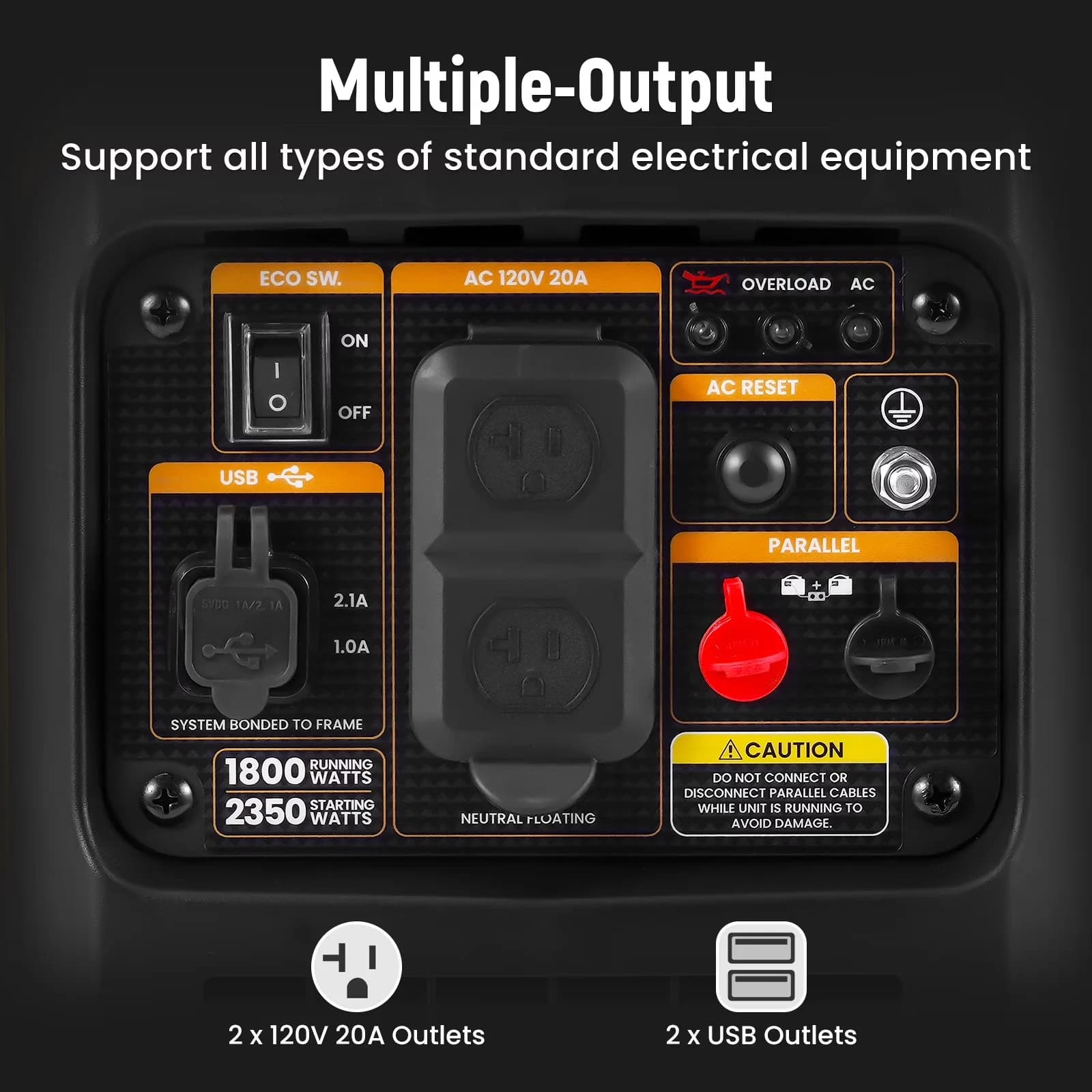 Quality Generator with 2350W, Overload Protection, 2350W Portable - Heavy Duty Model 957AD6