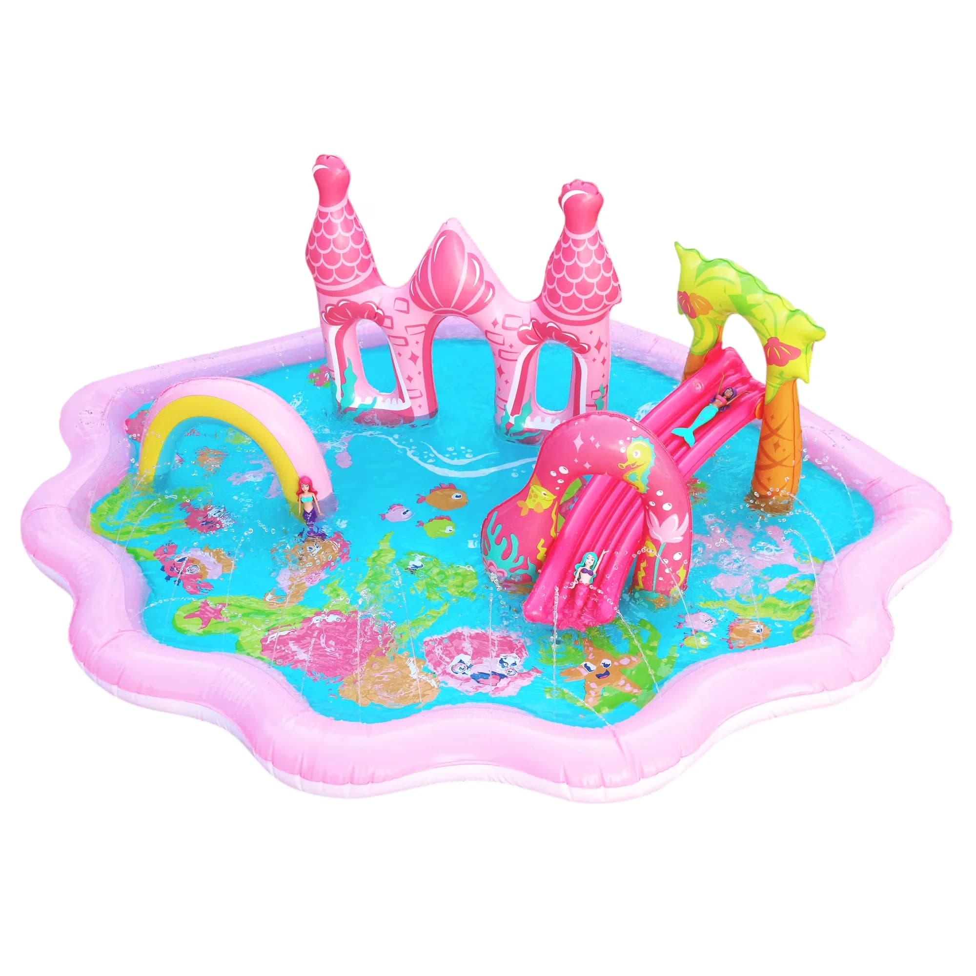 Inflatable Pool Versatile with 3 Mermaid Dolls, Mermaid Lagoon Splash Park - Model E3617F