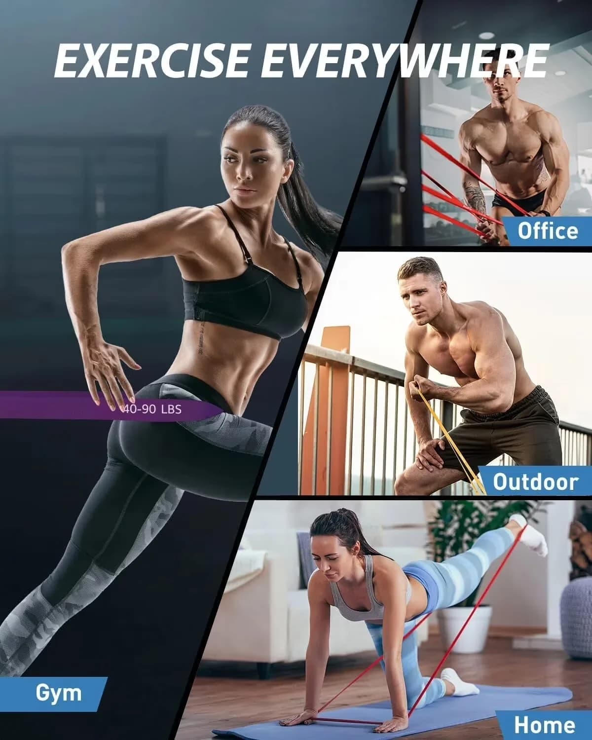 Stylish Home Gym Accessory with Anti-Slip, Adjustable Straps, Pull Up Bands - Silicone Multicolor Model 6853FC
