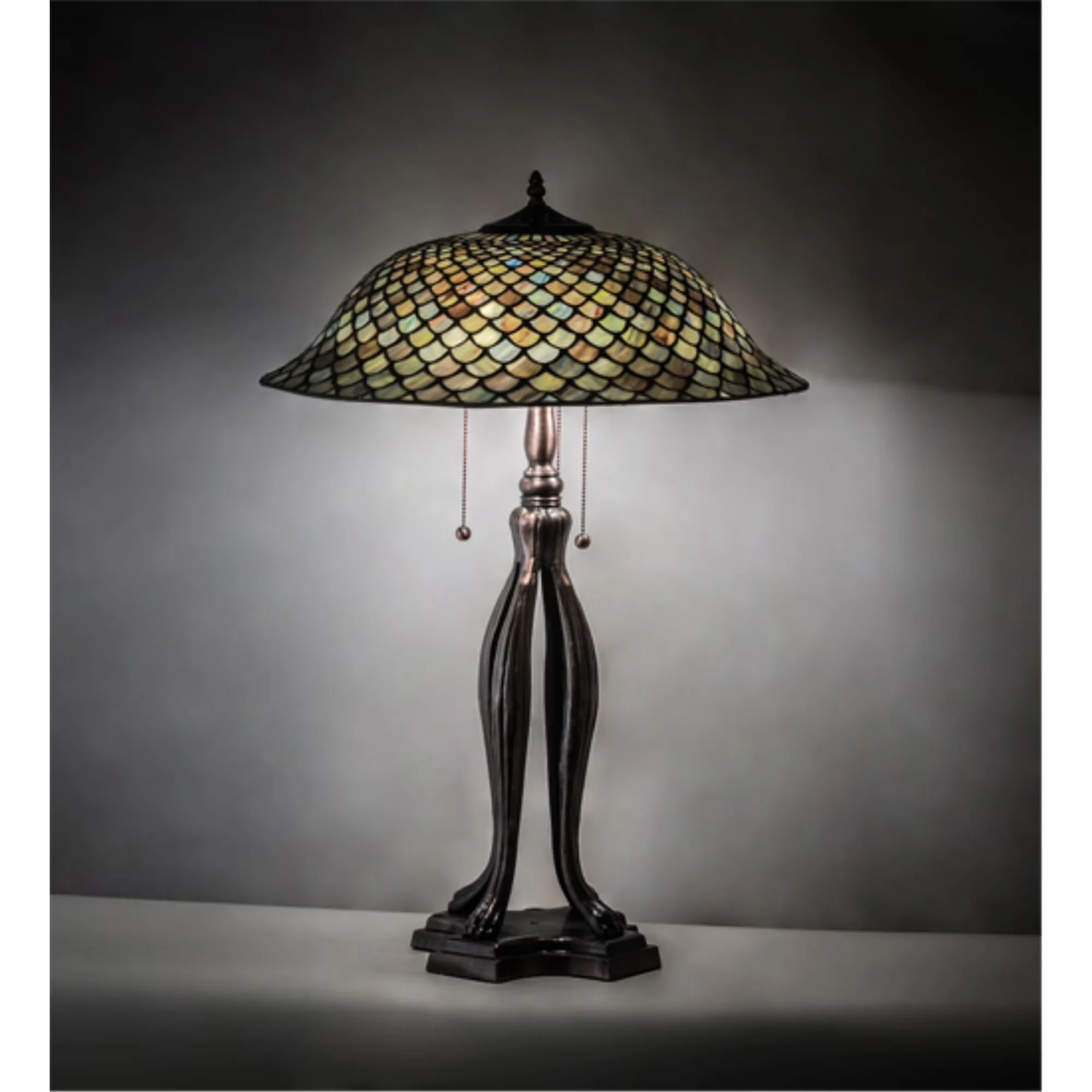 Table Lamp Sleek with Tiffany, UPC : 705696136711 - Glass, Metal Brown Model 71184B