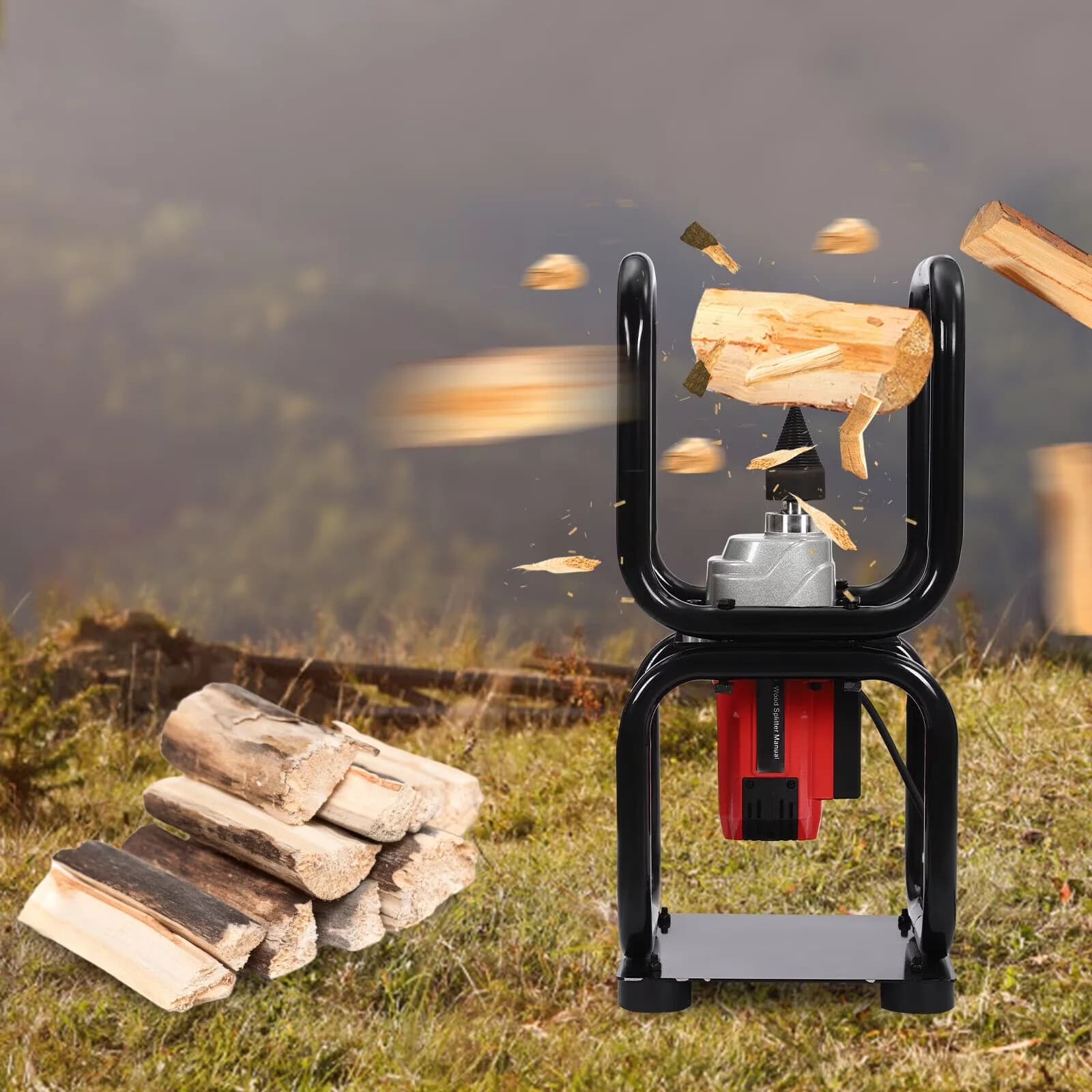 Logsplitter Compact with Wheeled - Black And Red 450RPM - Long-Lasting Performance Model 5D43AB