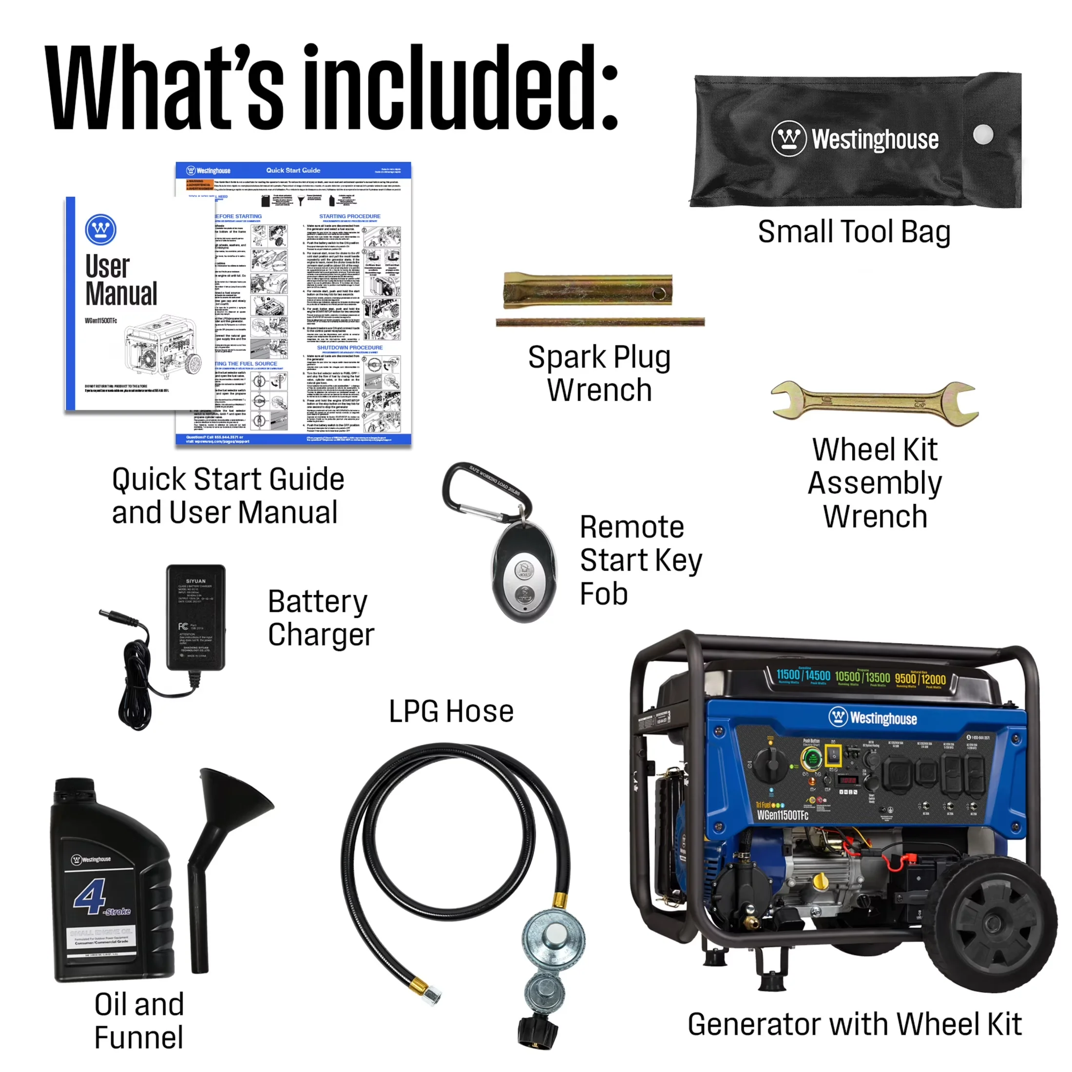 Generator Durable with CO Sensor, 14500 Watt Tri-Fuel Portable for Daily Use - Model FACCFA