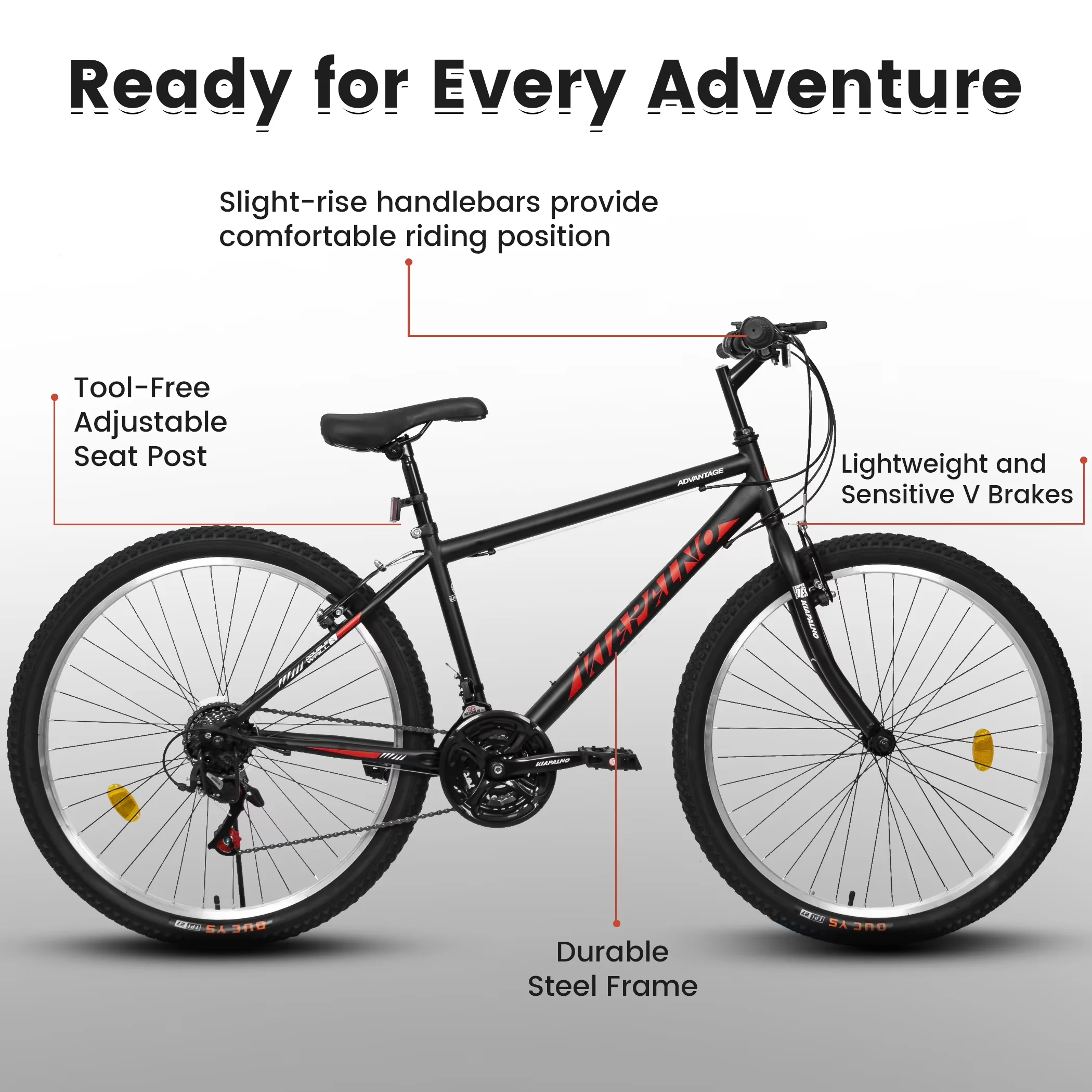 Durable Mountain Bike with Lightweight, Age Range (Description) : 10+ Years Old, Frame Material: Alloy Steel - Black Model 85B0FB