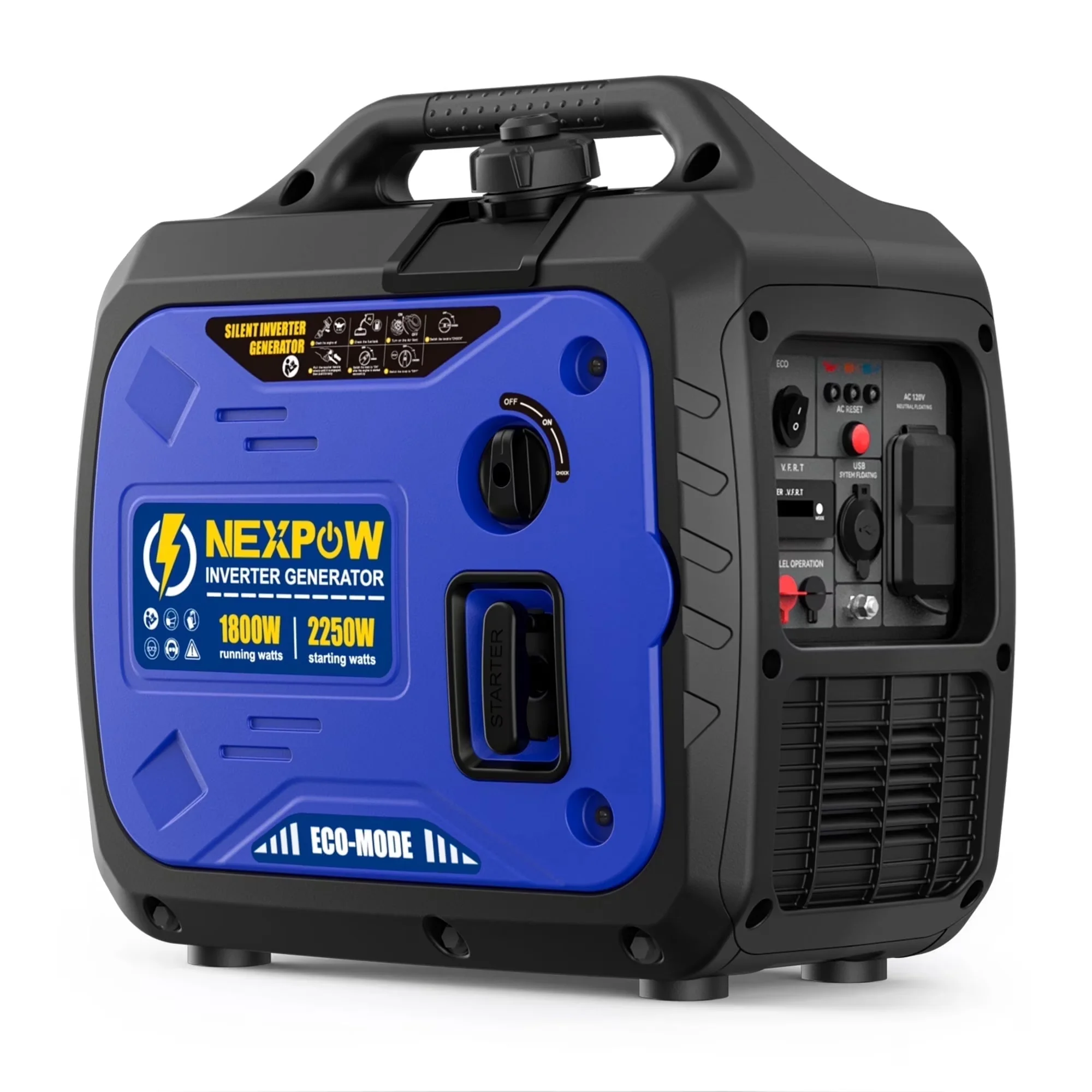 Compact Generator with 2250W, Overload Protection, Gasoline Power Quiet Lightweight for Home, Camping - Model 5FE7F0