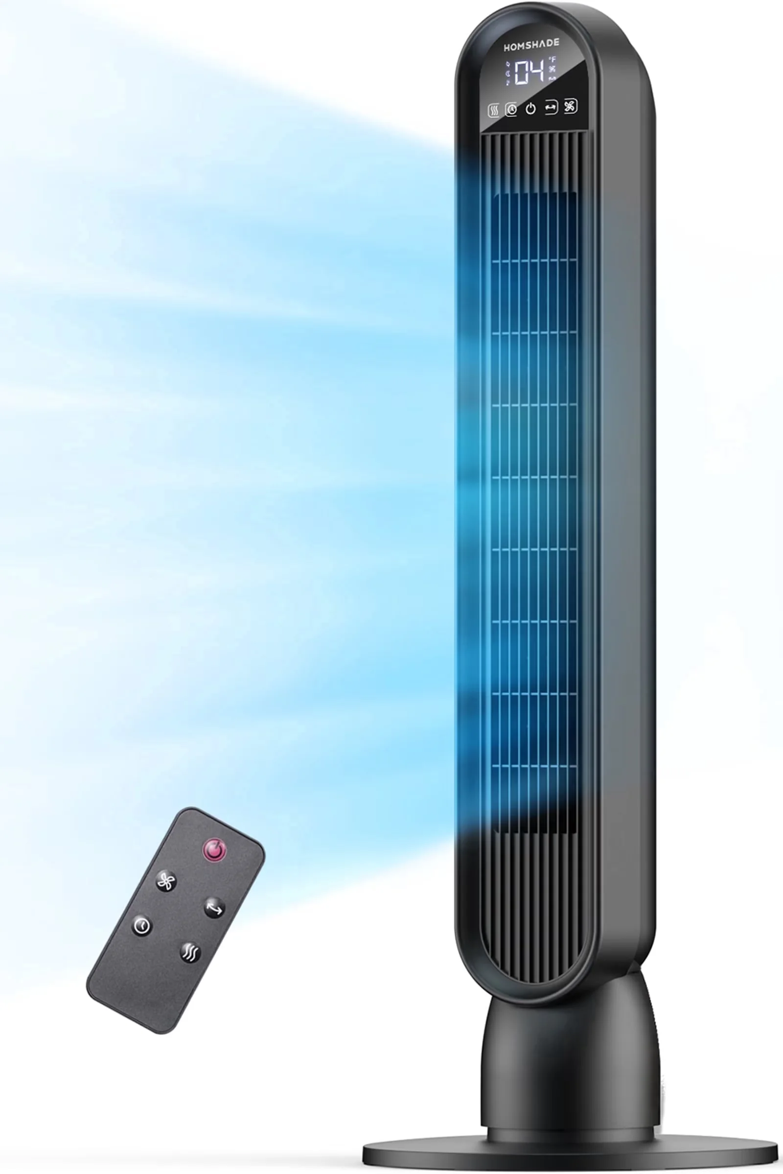 Fans In Cooling Modern with LED, Led Display, Remote Controlled - Plastic Black Model A98E71