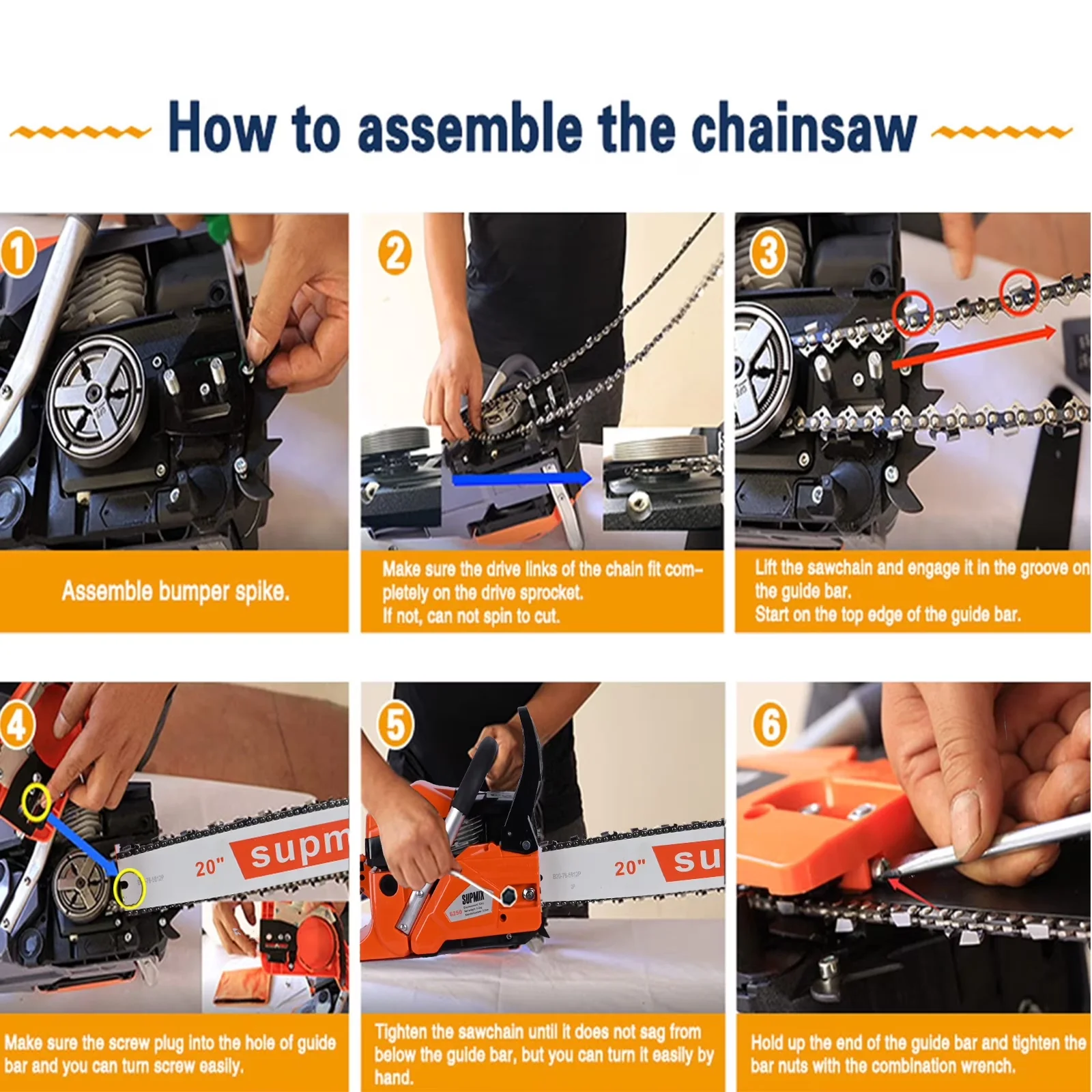 Modern Chainsaw with Chain Brake - Red 20 inch - Heavy Duty Model 6734B9