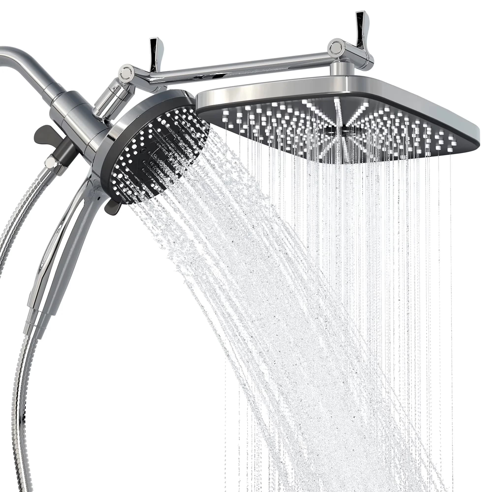 Shower Head Durable with Easy To Clean, Adjustable, 12"High Pressure Rain - Chrome Silver Model B74F96