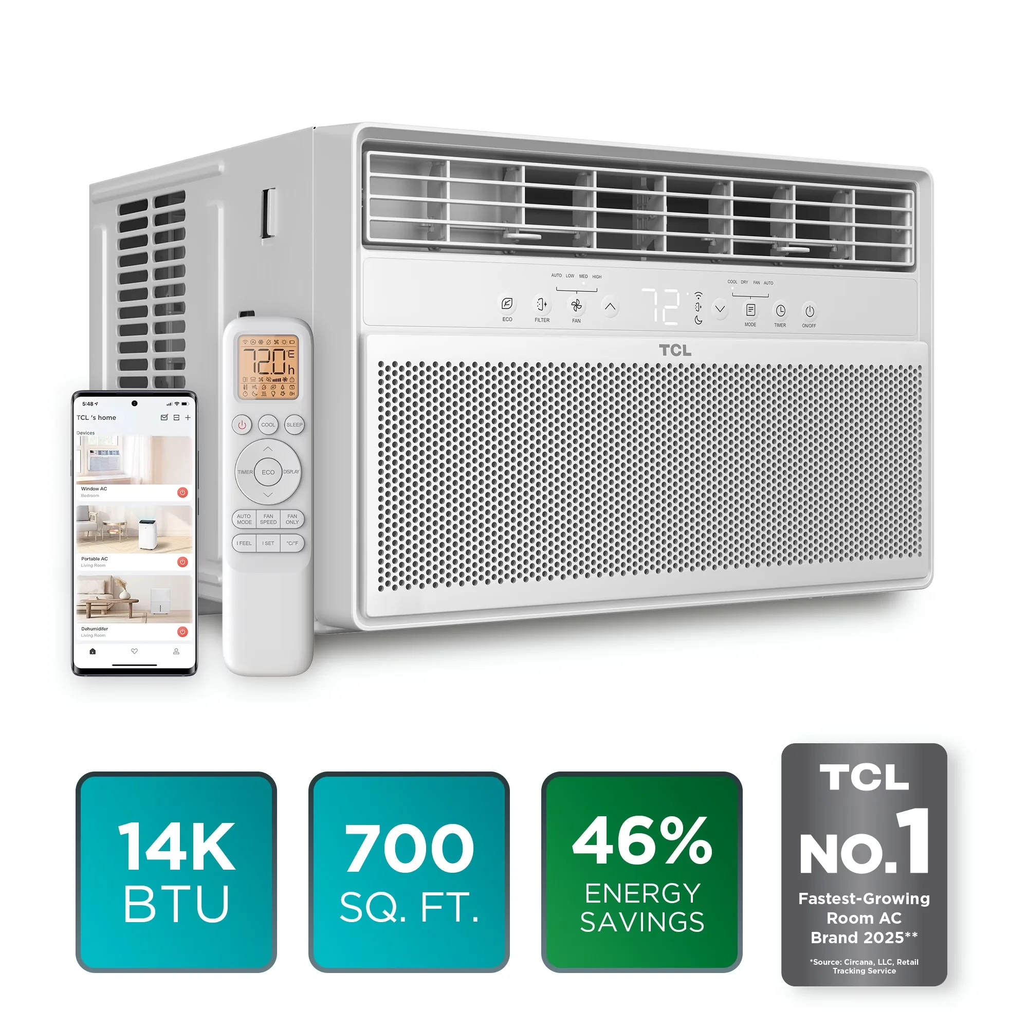 Versatile Air Conditioner with 14000 BTU, Remote Controlled, 14000 BTU Smart Inverter Window (White) - White Model 5A8595