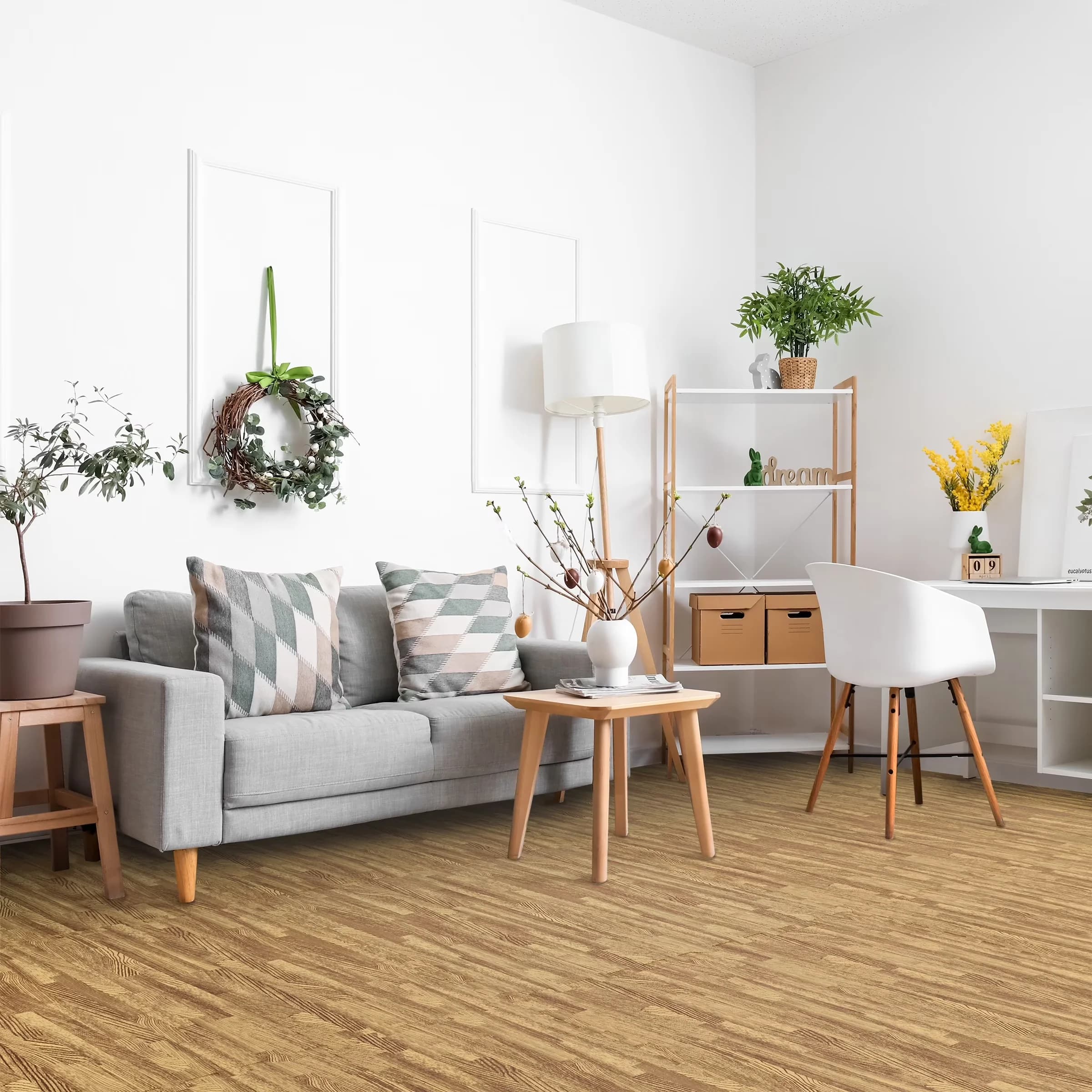 Grey Vinyl Flooring Vinyl Plank Flooring Professional with Easy To Clean, Waterproof, Detachable - Foam Model E16F21